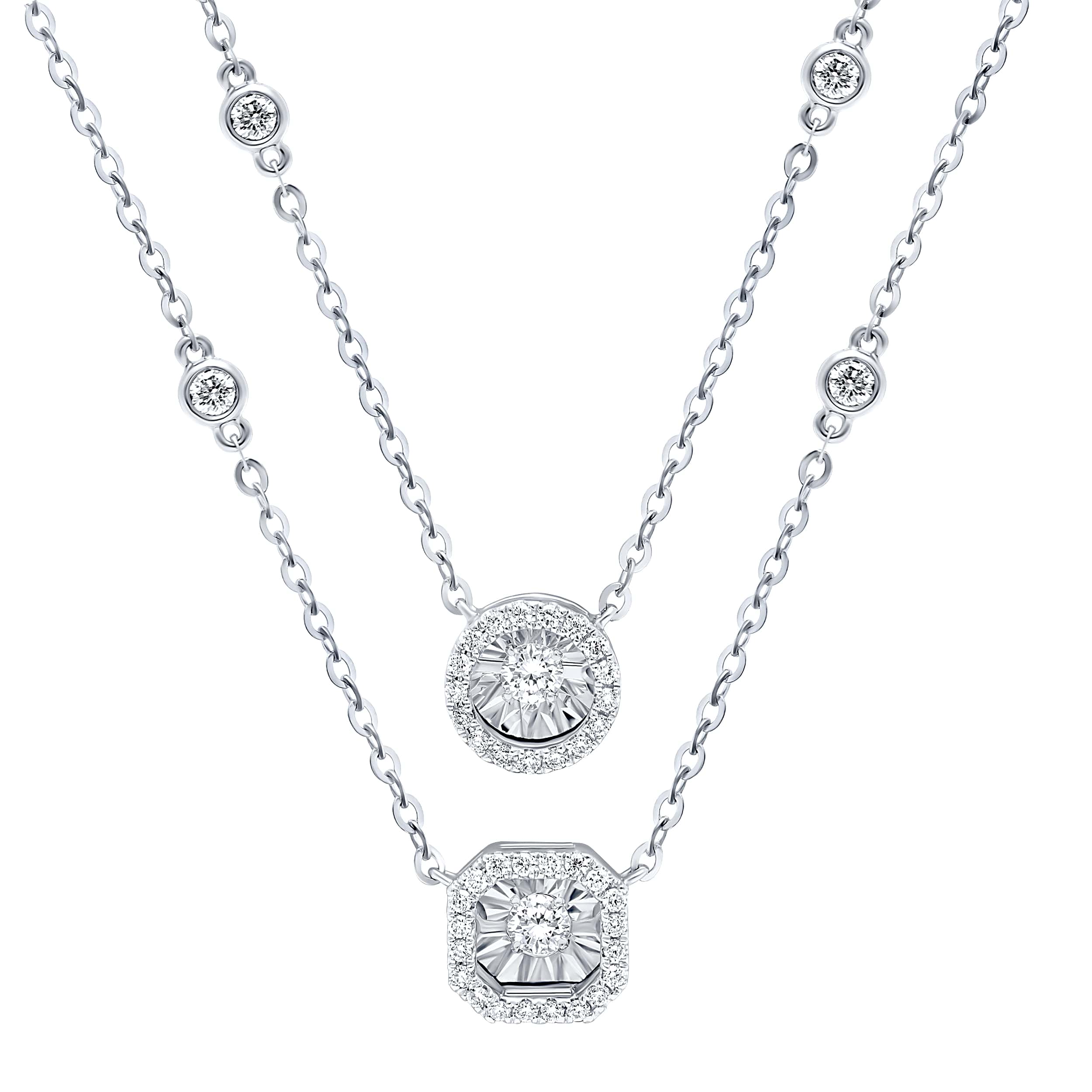 Luxurious 18K Diamond Necklace "Dancing" in Timeless White Gold