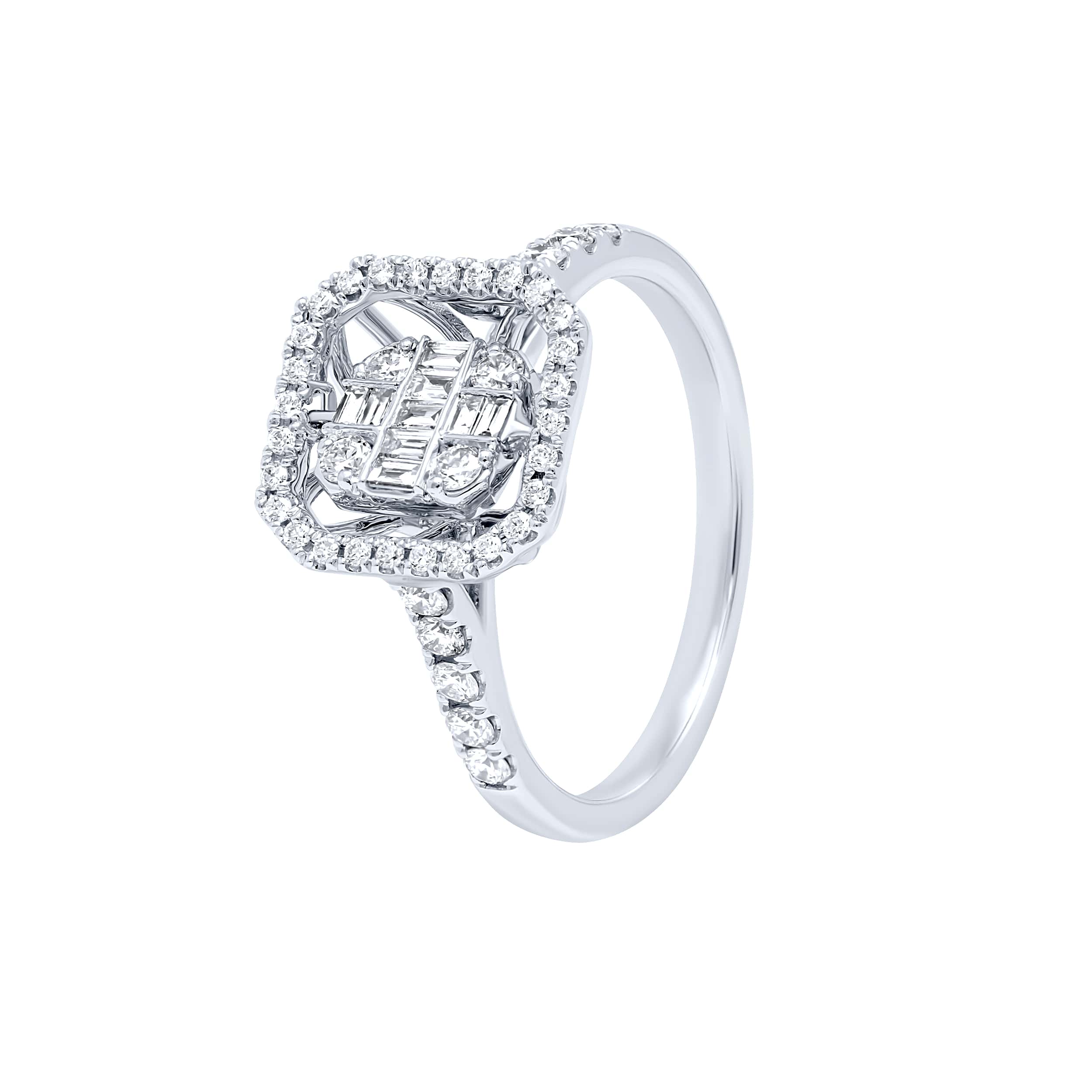Classic Elegance 18K Diamond Ring "Dancing" in Luxurious White Gold with Scintillating Diamonds