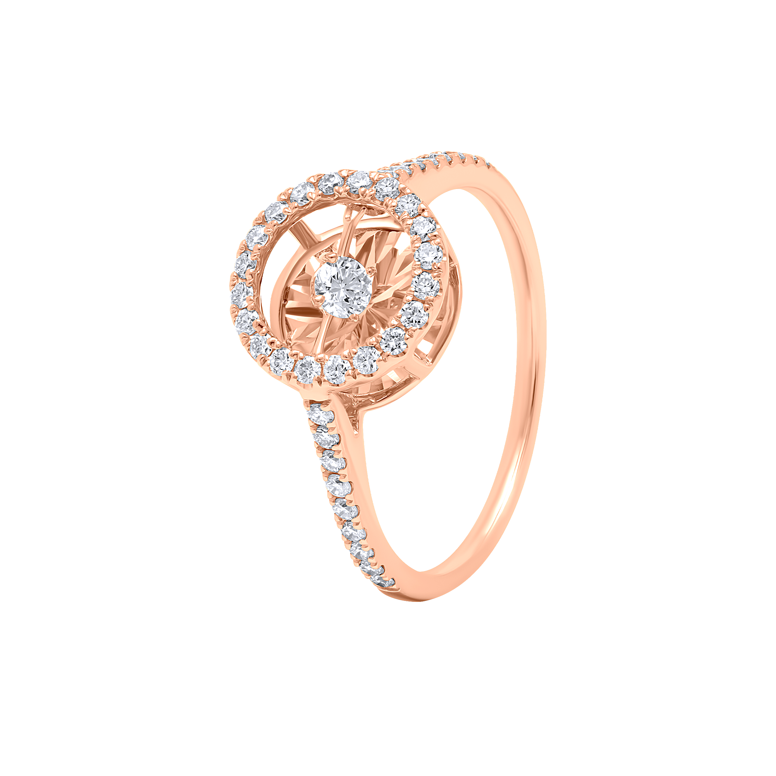 Charming 18K Diamond Ring "Dancing" in Sumptuous Rose Gold