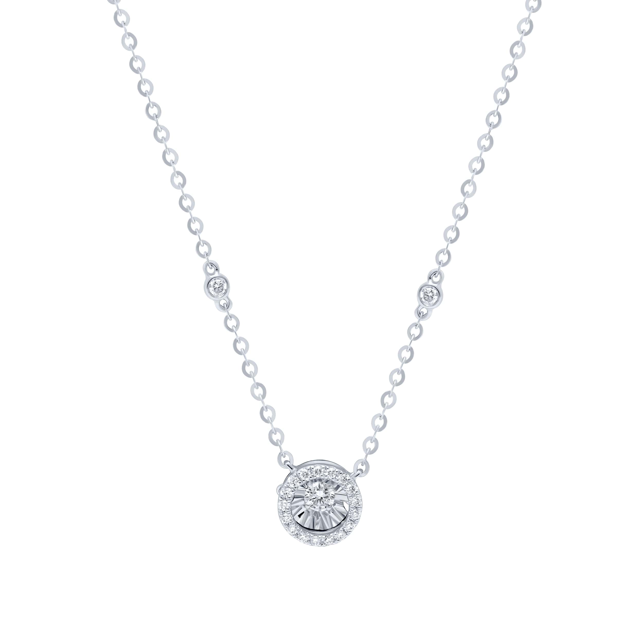 Grand 18K Diamond Necklace "Dancing" in Resplendent White Gold