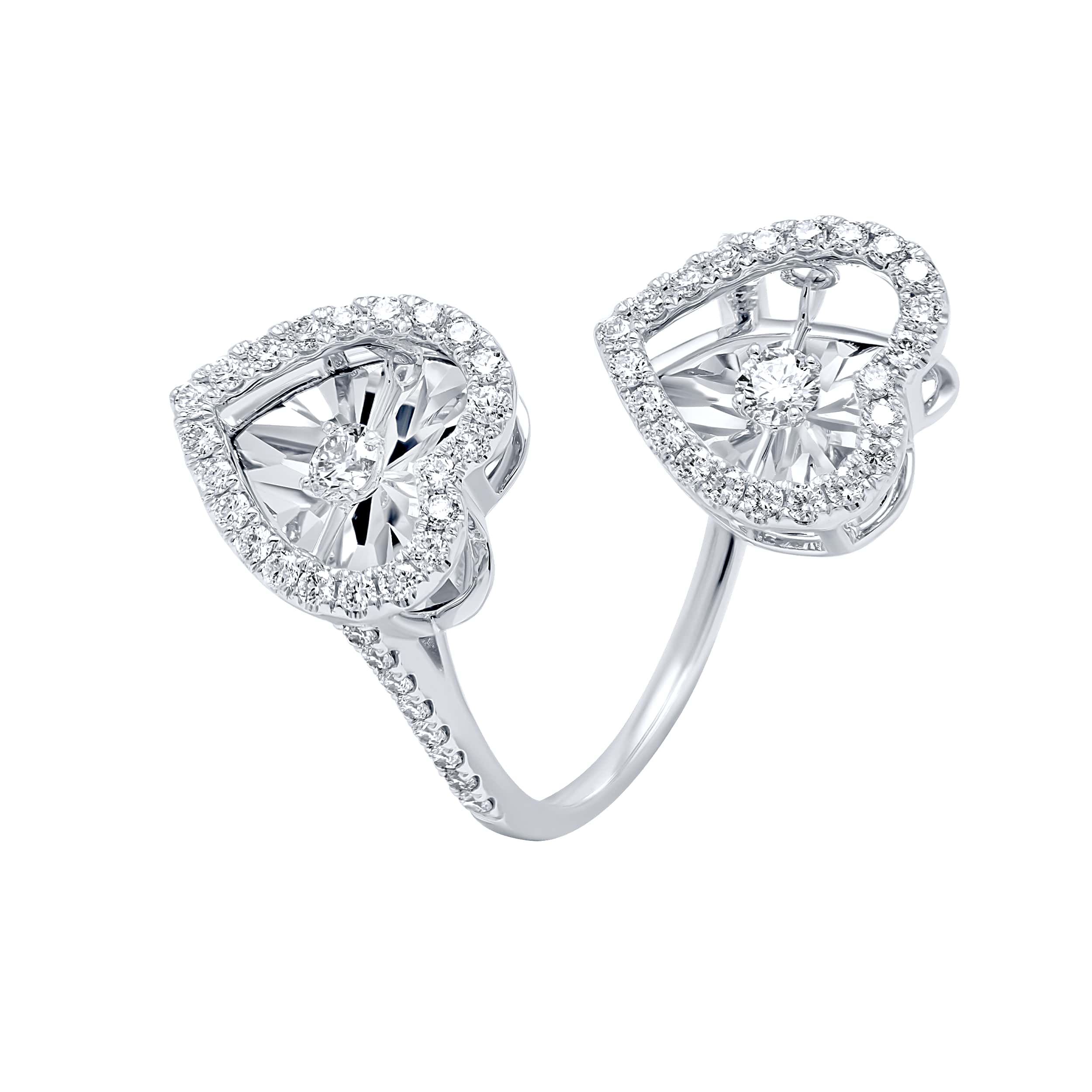 Opulent Beauty 18K Diamond Ring "Dancing" in Refined White Gold with Scintillating Diamonds