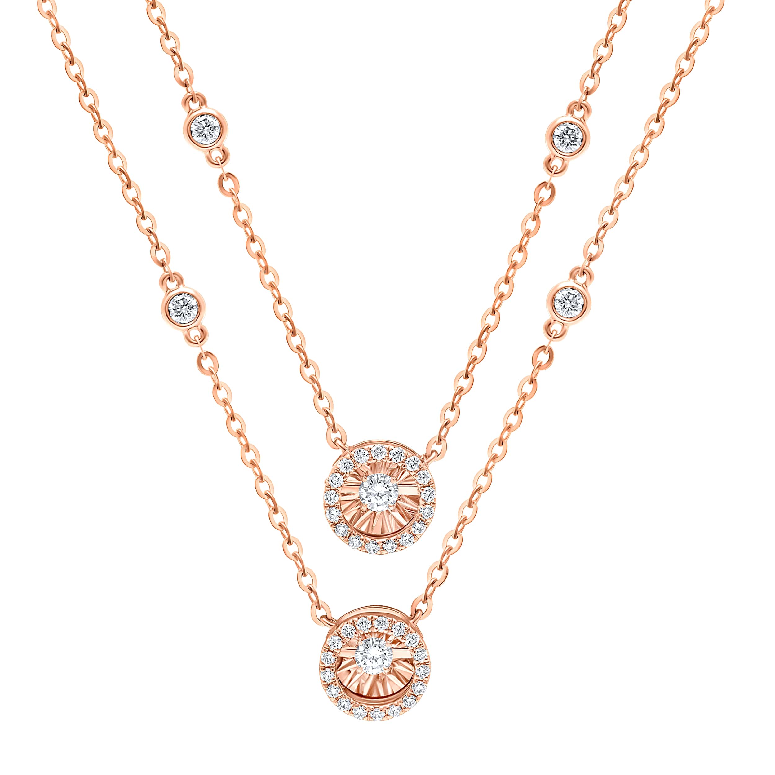 Luxurious 18K Diamond Necklace "Dancing" in Regal Rose Gold