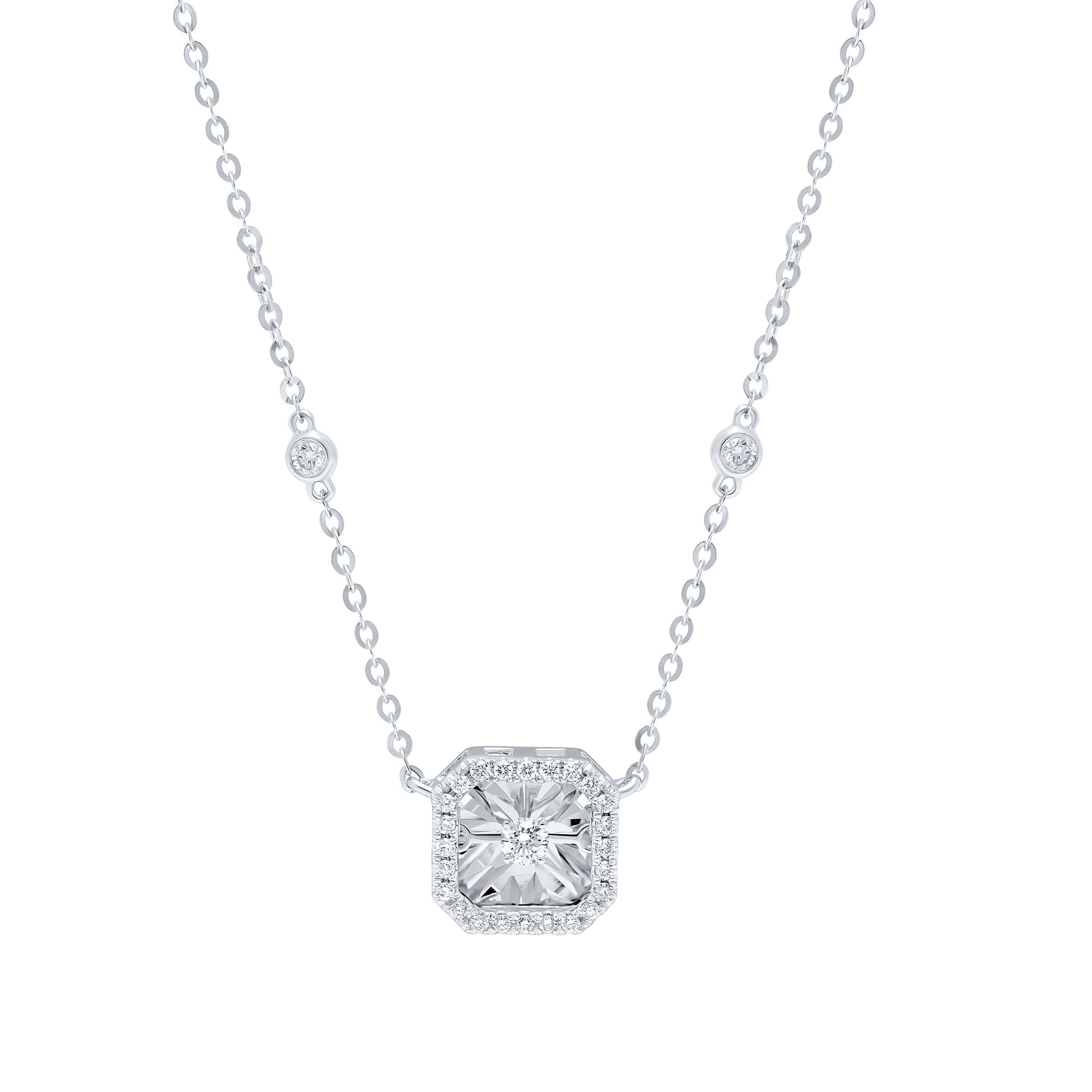 Elite 18K Diamond Necklace "Dancing" in Exquisite White Gold