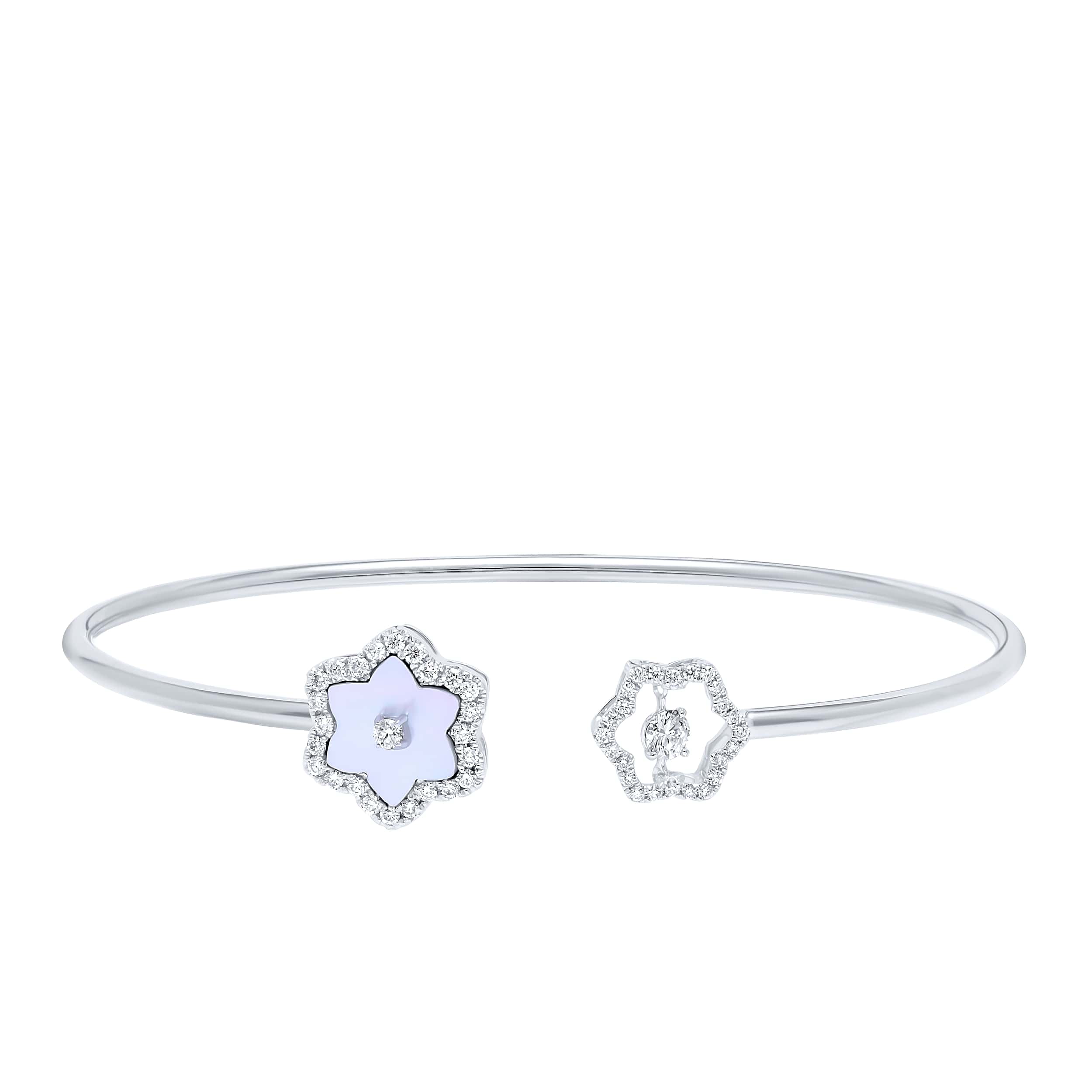 Lavish 18K Diamond Bangle "Dancing" in Luxurious White Gold