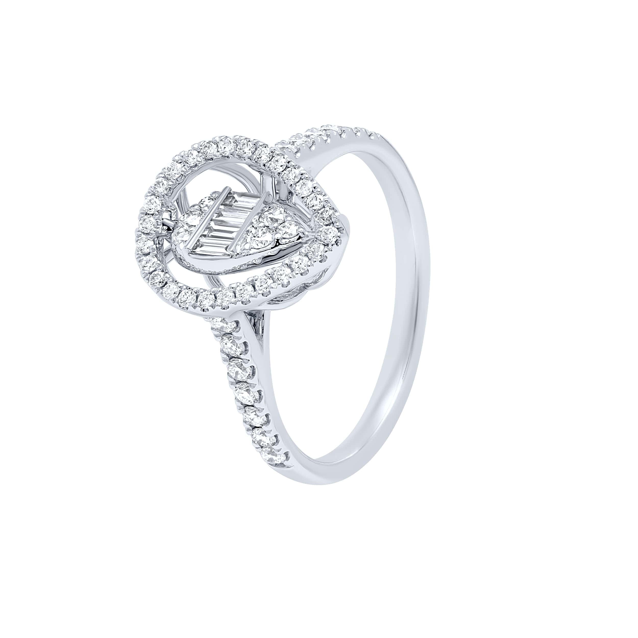 Refined Elegance 18K Diamond Ring "Dancing" in Exquisite White Gold with Dazzling Diamonds