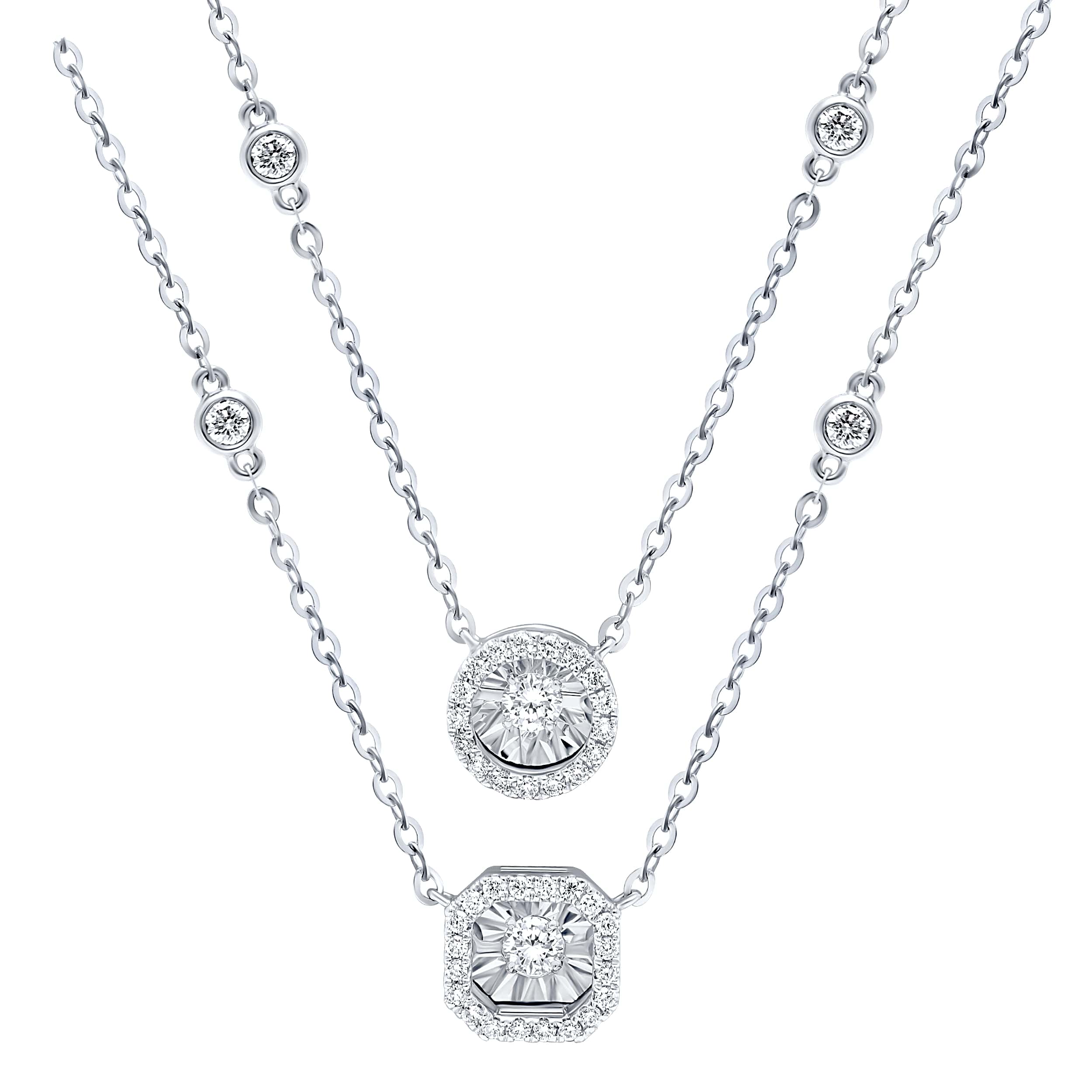 Brilliance 18K Diamond Necklace "Dancing" in Refined White Gold