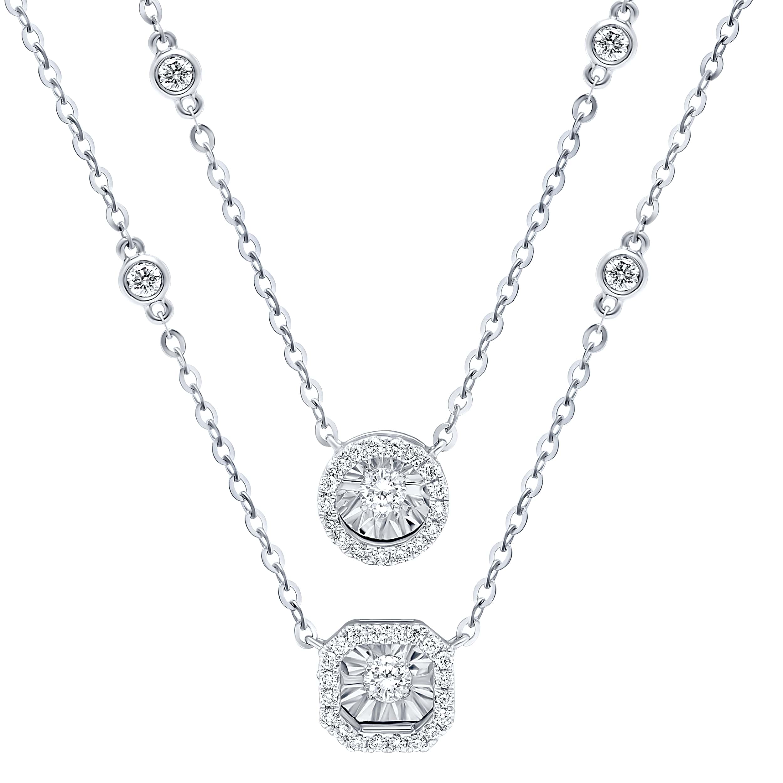 Classic Grandeur 18K Diamond Necklace "Dancing" in Luxurious White Gold with Scintillating Diamonds