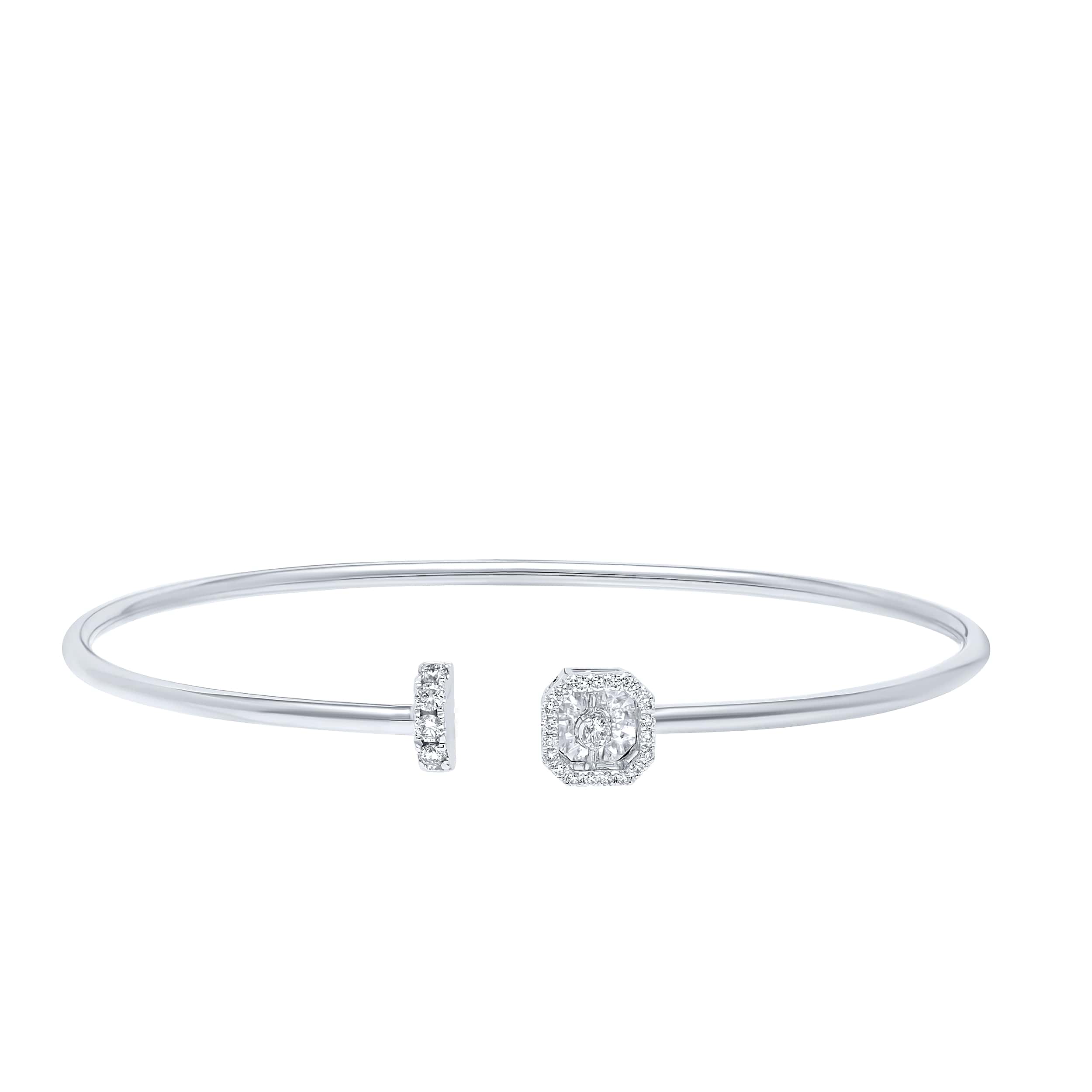 Sumptuous 18K Diamond Bangle "Dancing" in Opulent White Gold