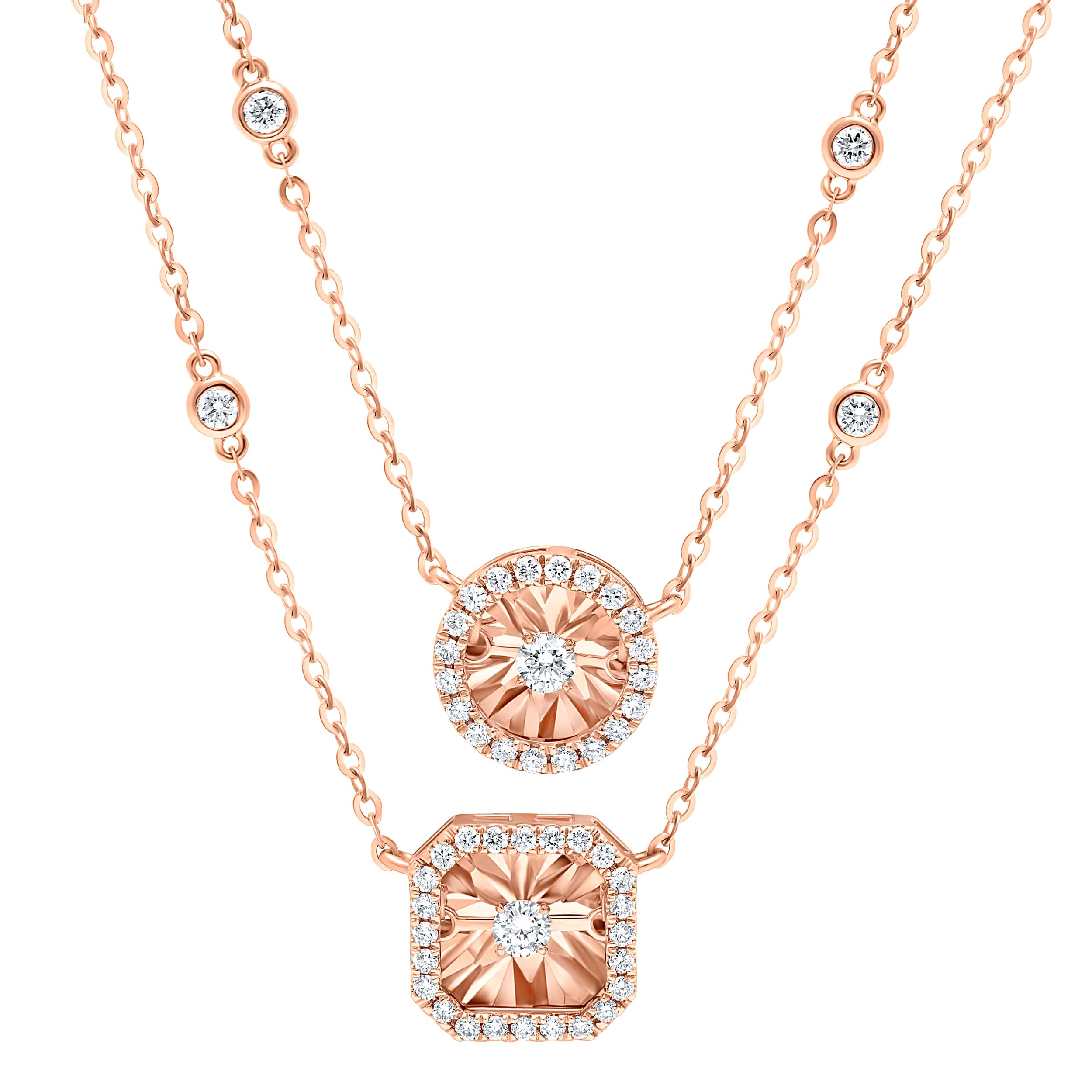 Sumptuous 18K Diamond Necklace "Dancing" in Opulent Rose Gold