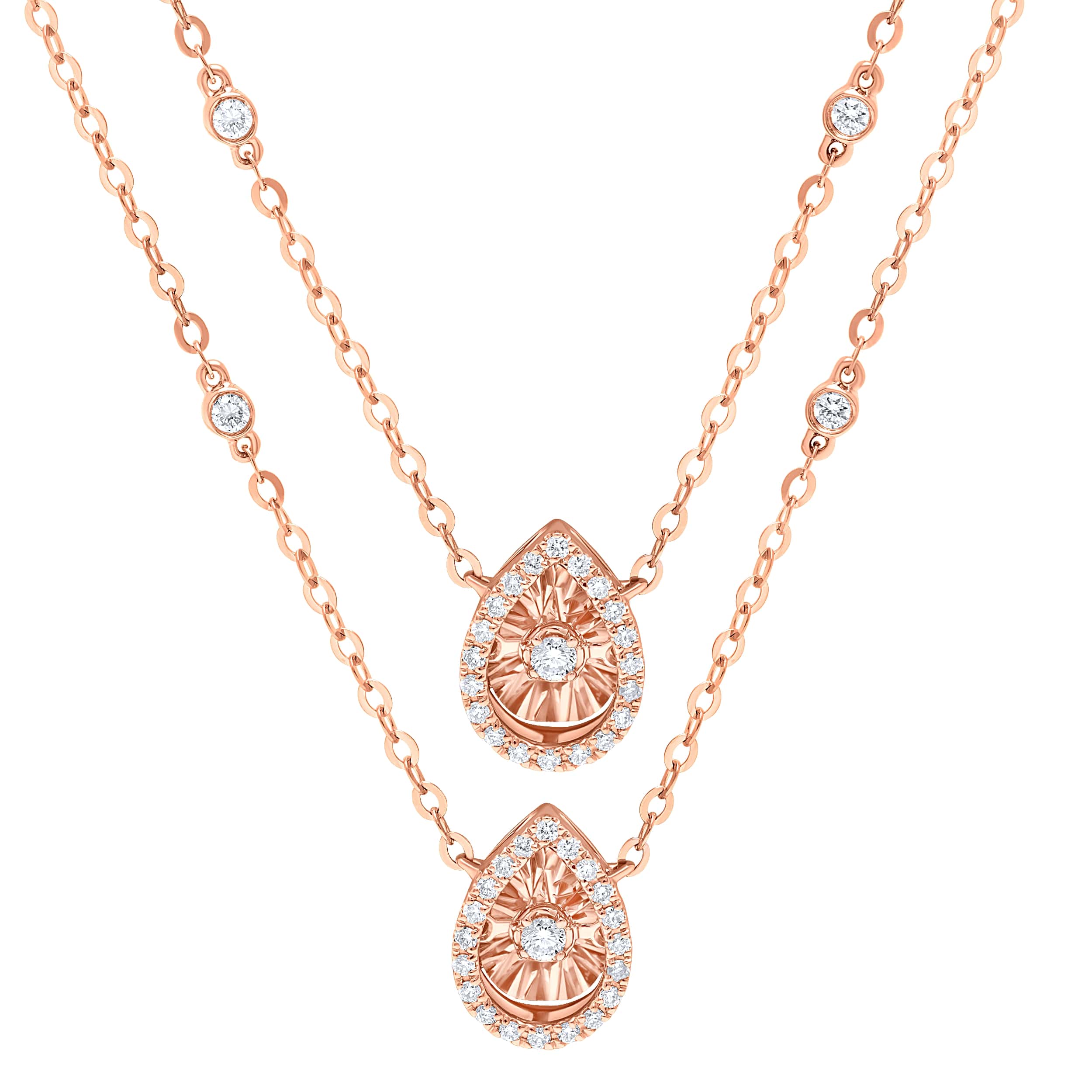 Luxurious 18K Diamond Necklace "Dancing" in Regal Rose Gold