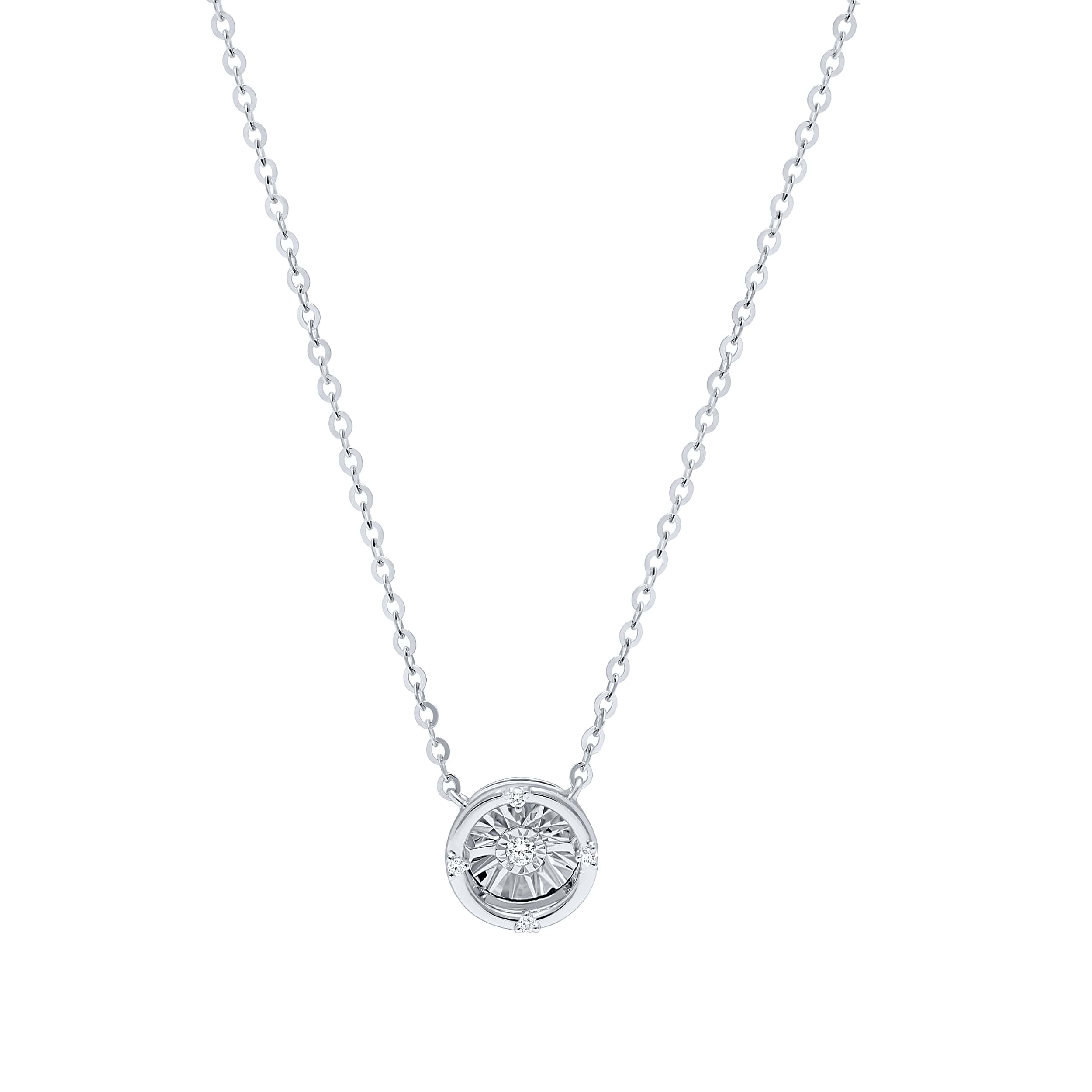 Distinctive 18K Diamond Necklace "Dancing" in Refined White Gold