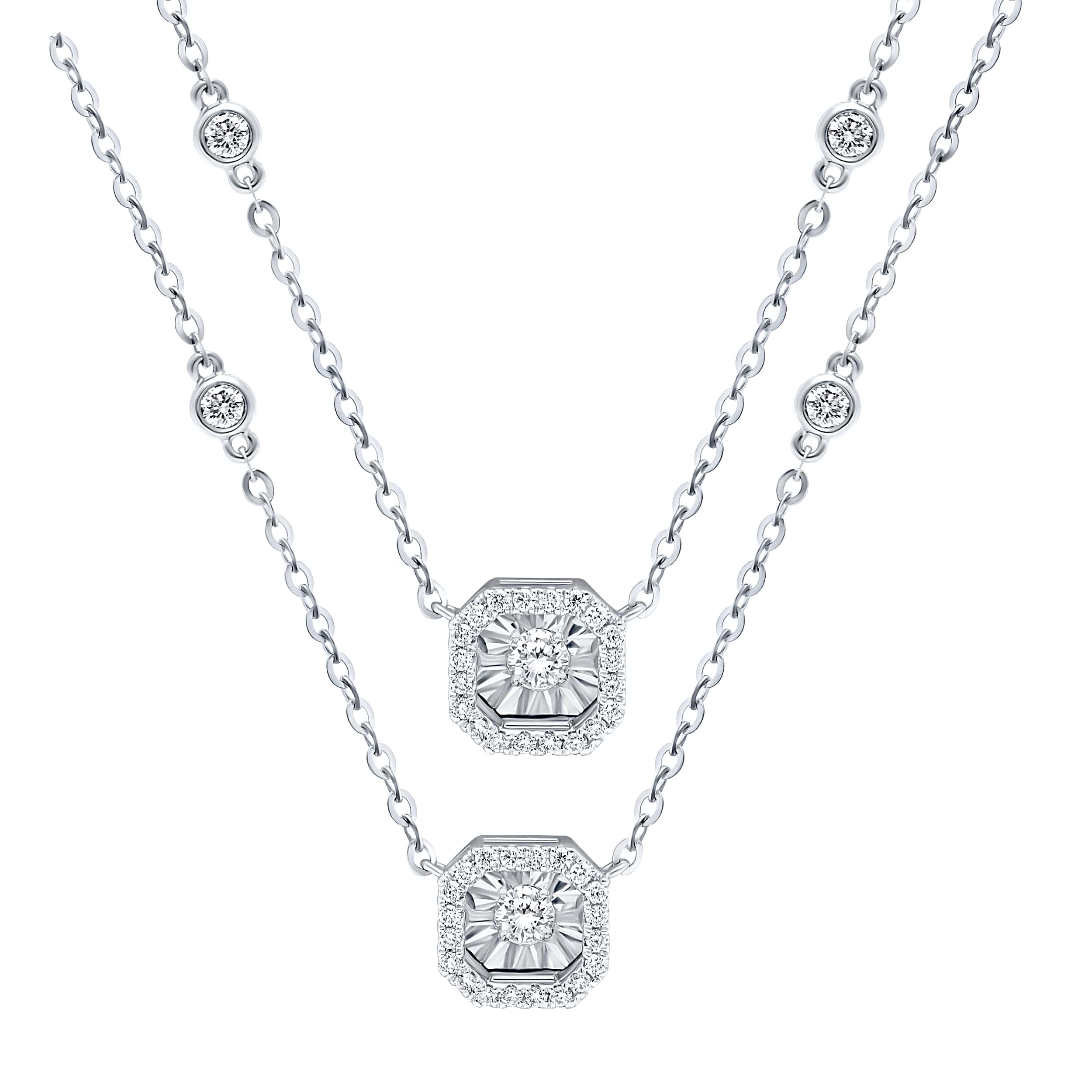 Prestigious 18K Diamond Necklace "Dancing" in Exquisite White Gold