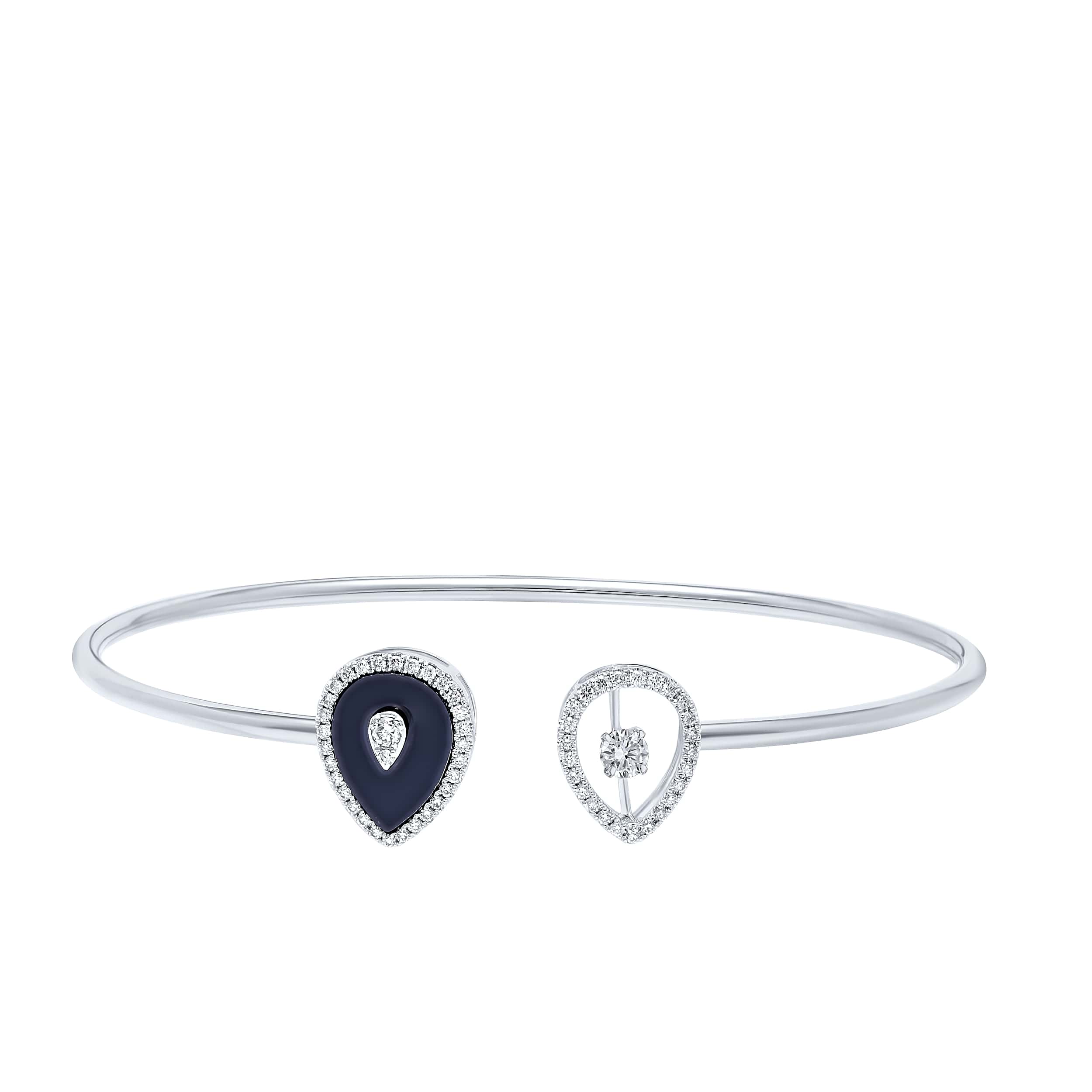 Grand 18K Diamond Bangle "Dancing" in Refined White Gold