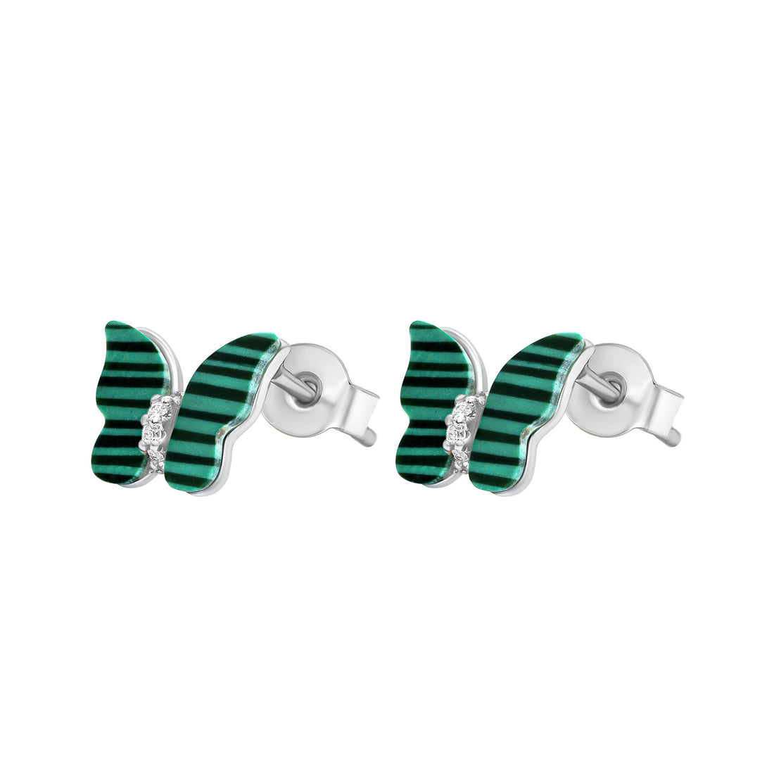 Luna Green Silver Color Earrings