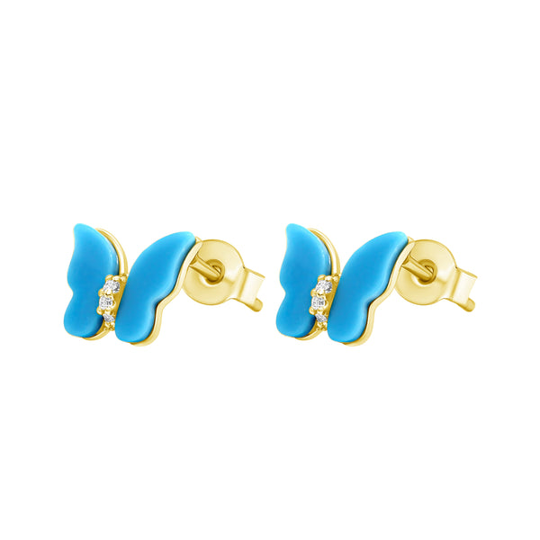Luna Blue Gold Color Earrings