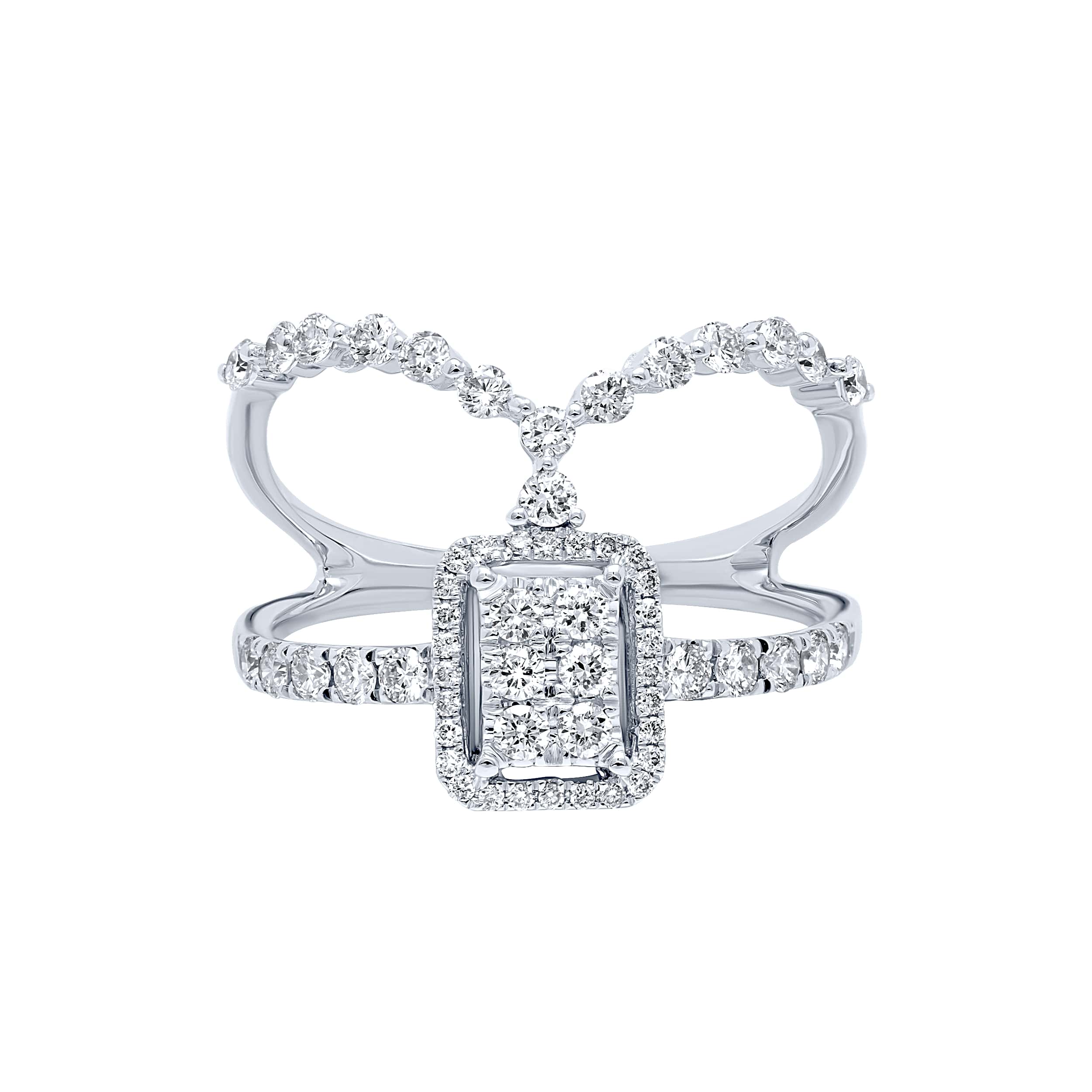 Classic Grandeur 18K Diamond Ring "Dolce Mondo" in Luxurious White Gold with Scintillating Diamonds