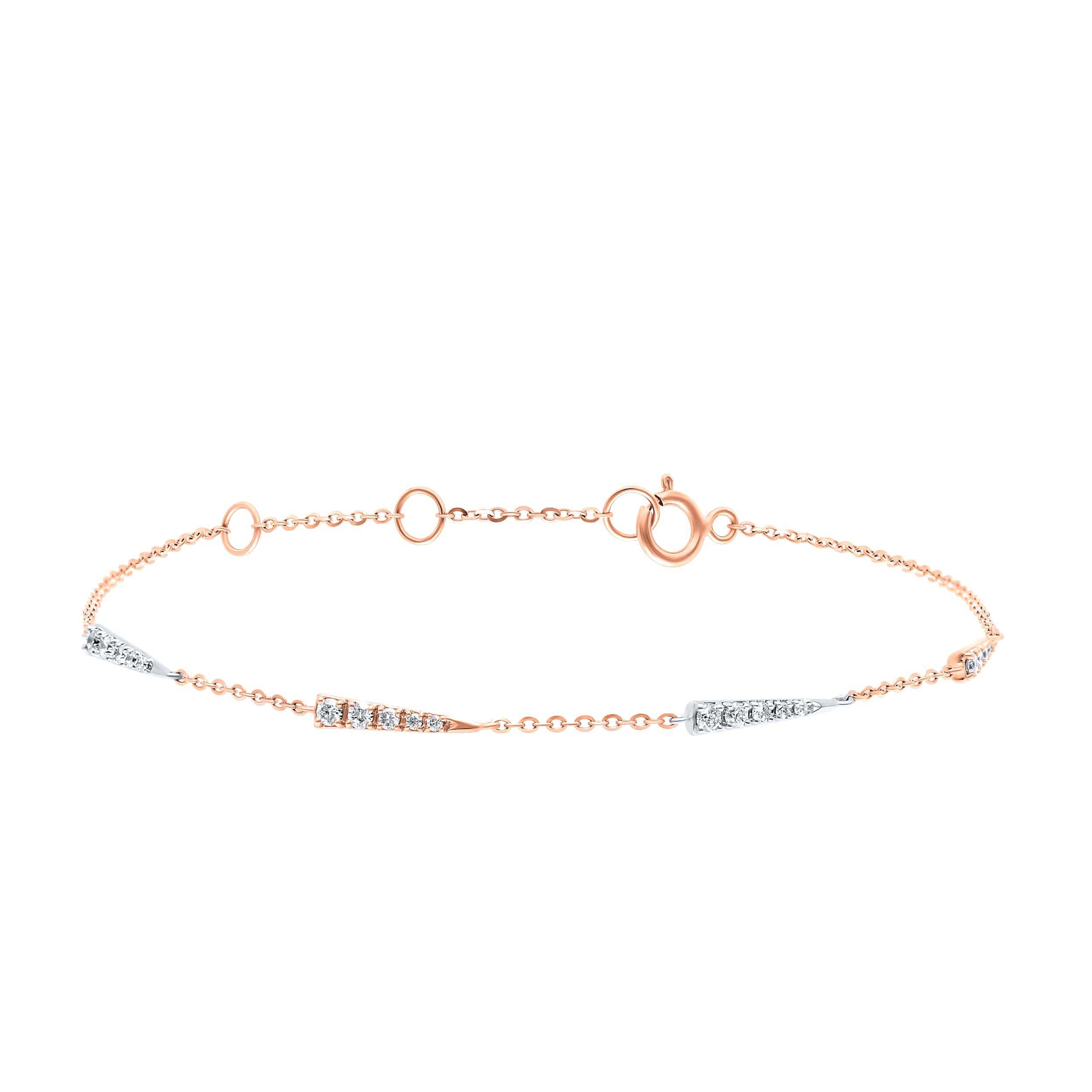 Elegant Luxury DOLCE MONDO 18K Diamond Bracelet in White and Rose Gold