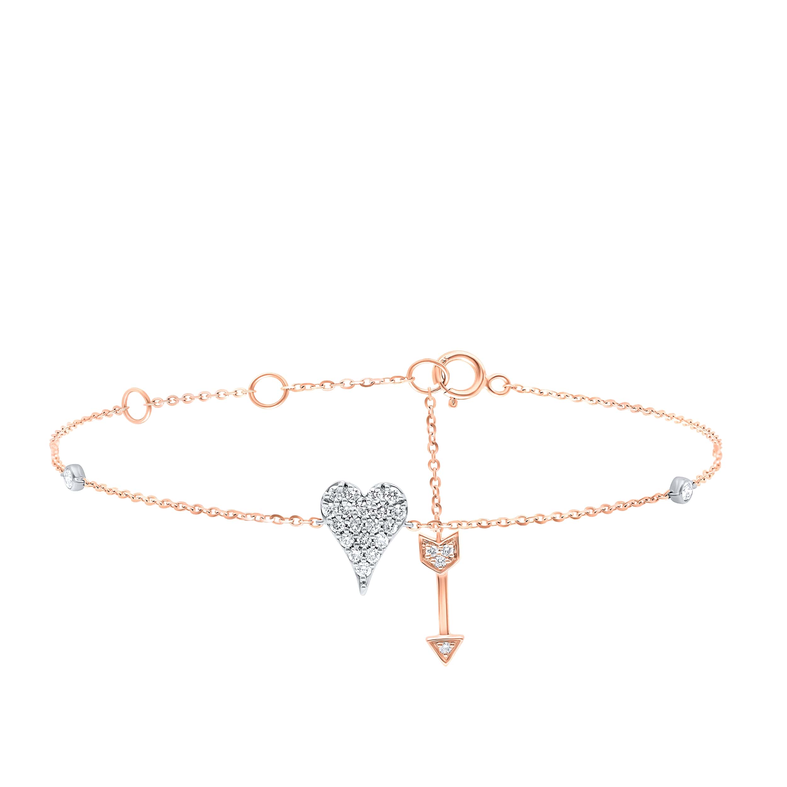 Elegant Sophistication DOLCE MONDO 18K Diamond Bracelet in White and Rose Gold