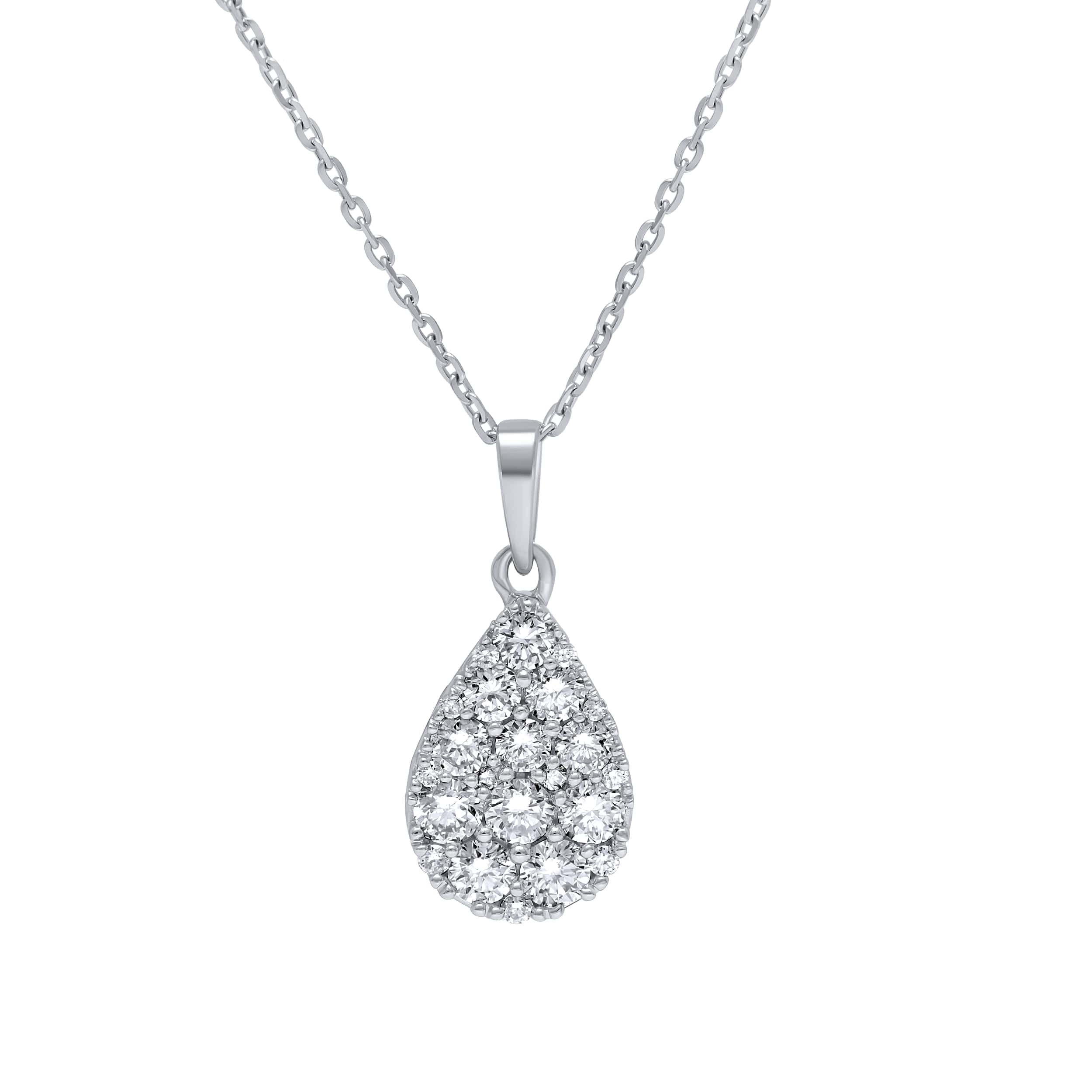 Elegant Grace PAVE 18K Diamond Pendant in White Gold