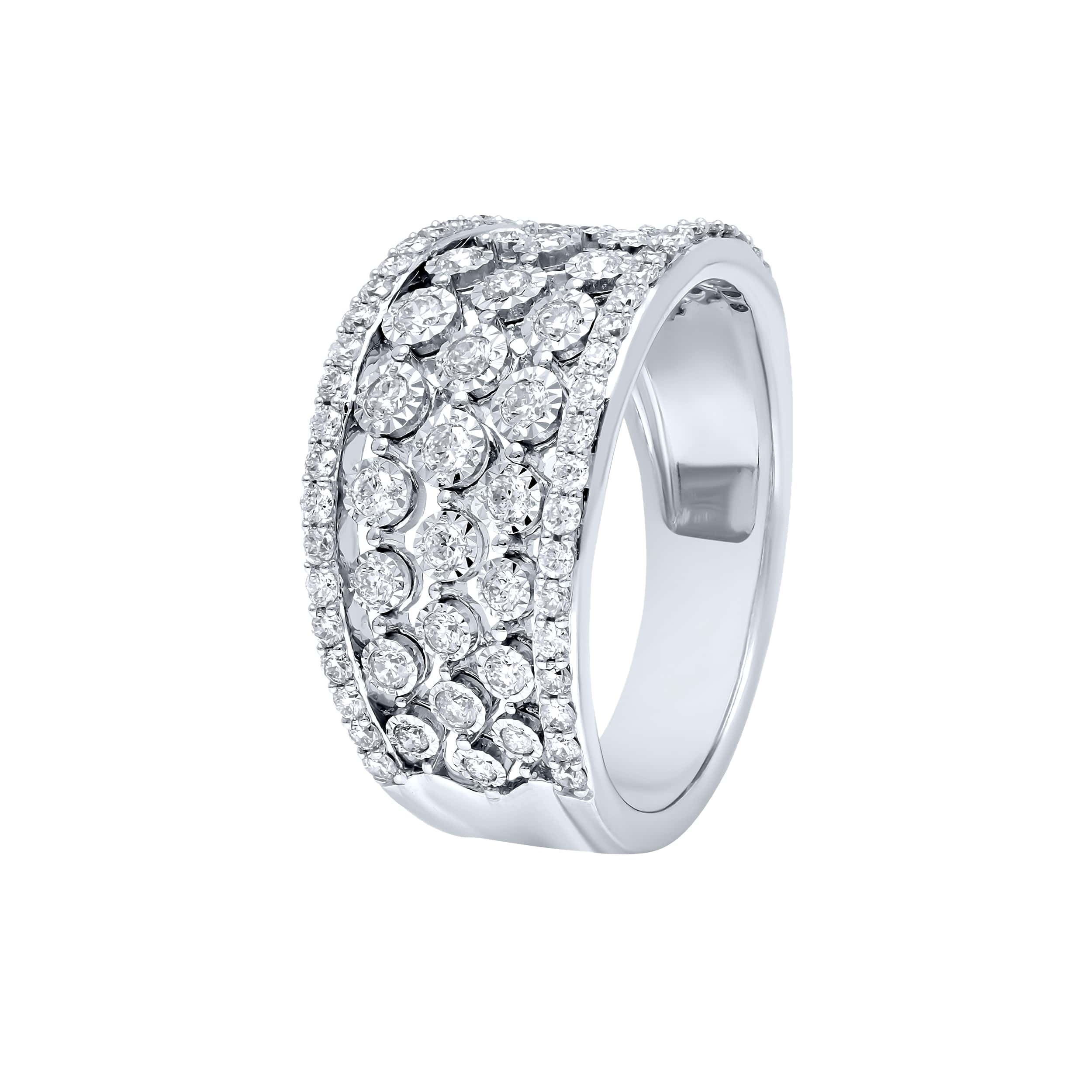 Opulent Splendor ILLUSION 18K Diamond Ring in White Gold