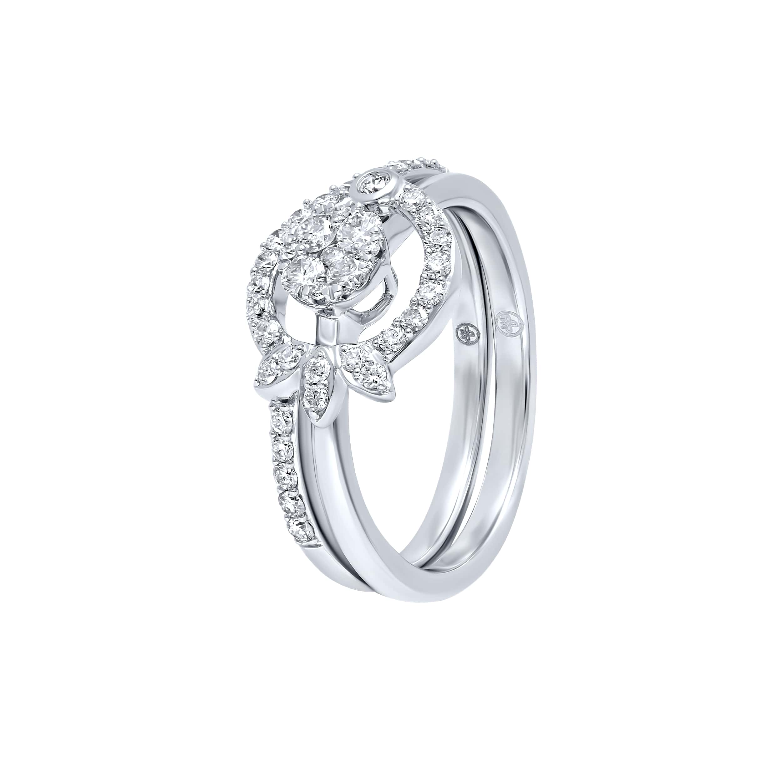Sophisticated Charm TWINS 18K Diamond Twin Rings in White Gold