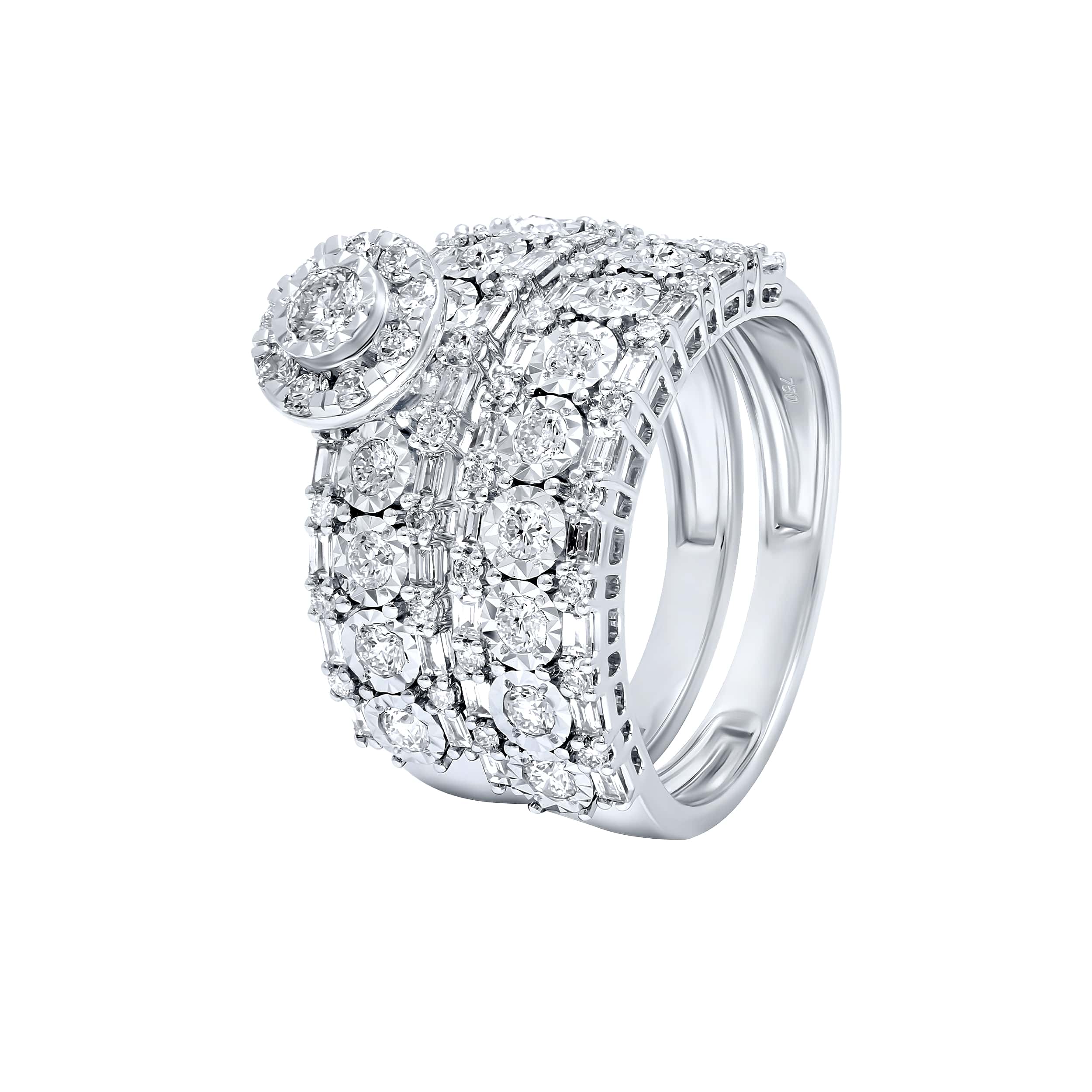 Grandeur Testament TWINS 18K Diamond Twin Rings in White Gold