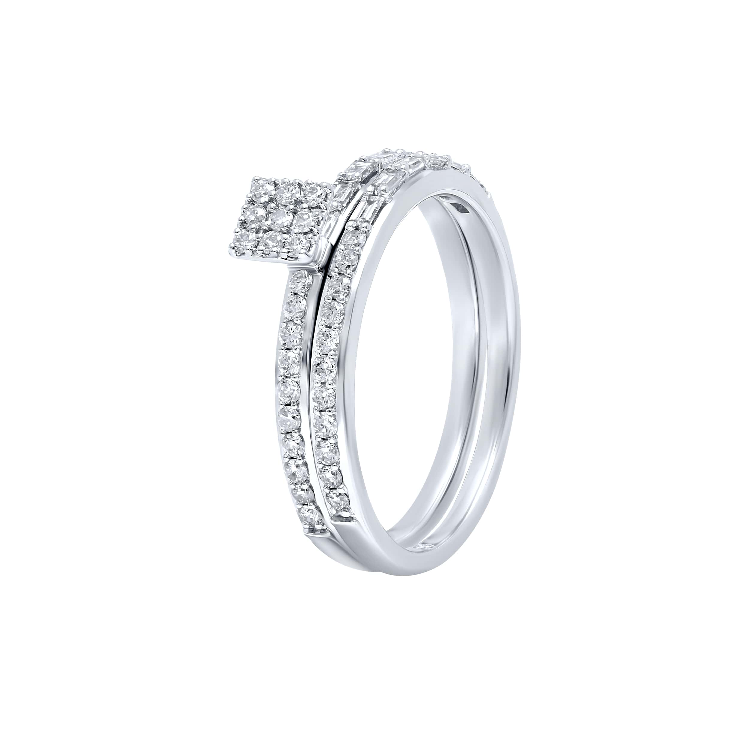 Essence TWINS 18K Diamond Twin Rings in White Gold