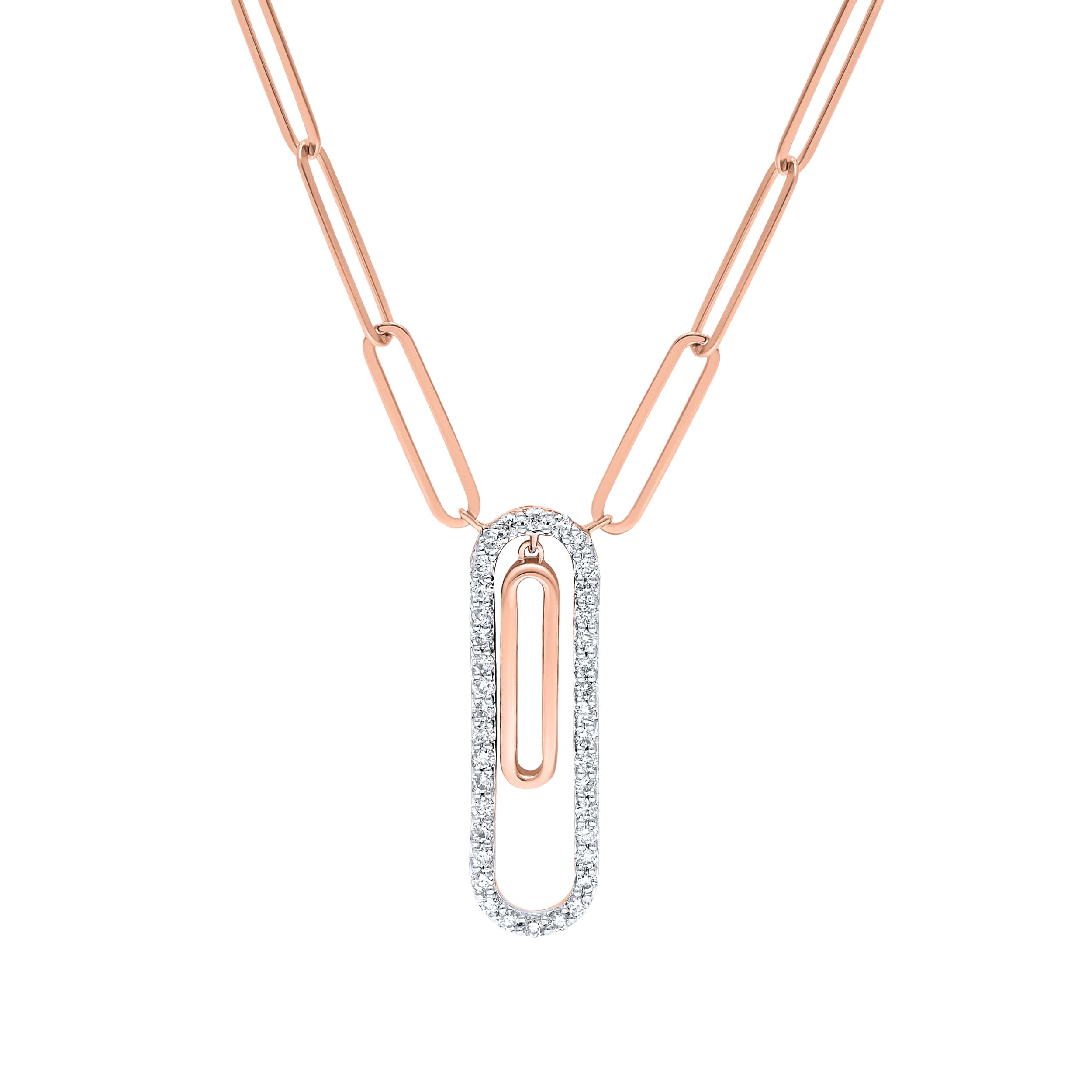 Opulent Essence PAPER CLIP 18K Diamond Necklace in Rose Gold
