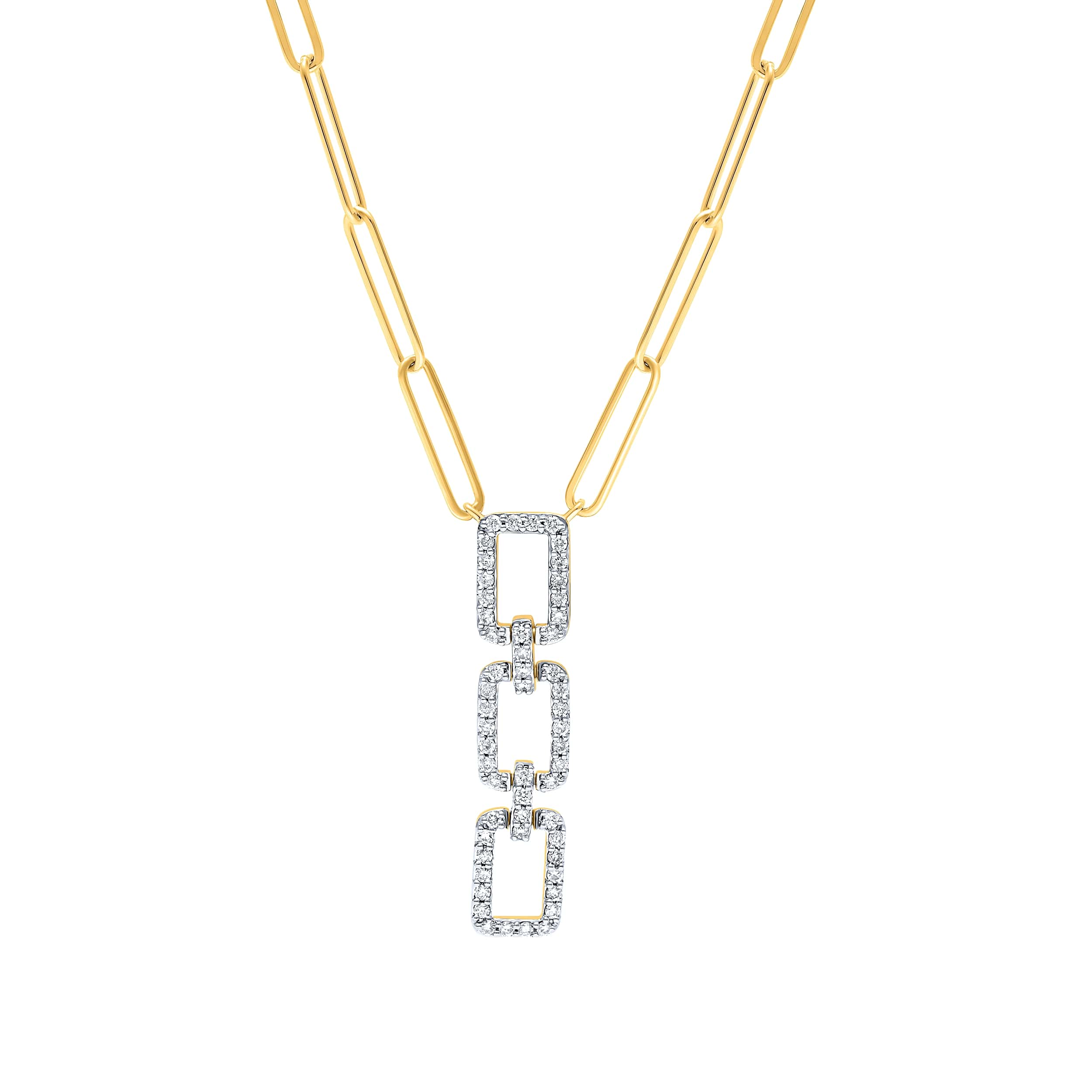 Luxurious Elegance PAPER CLIP 18K Diamond Necklace in Yellow Gold