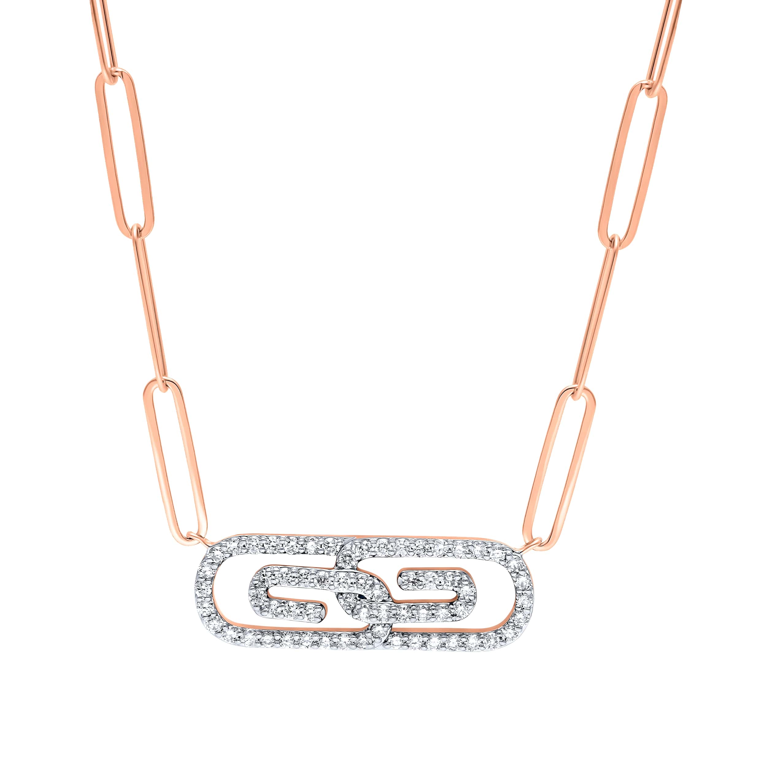 Timeless Sophistication PAPER CLIP 18K Diamond Necklace in Rose Gold