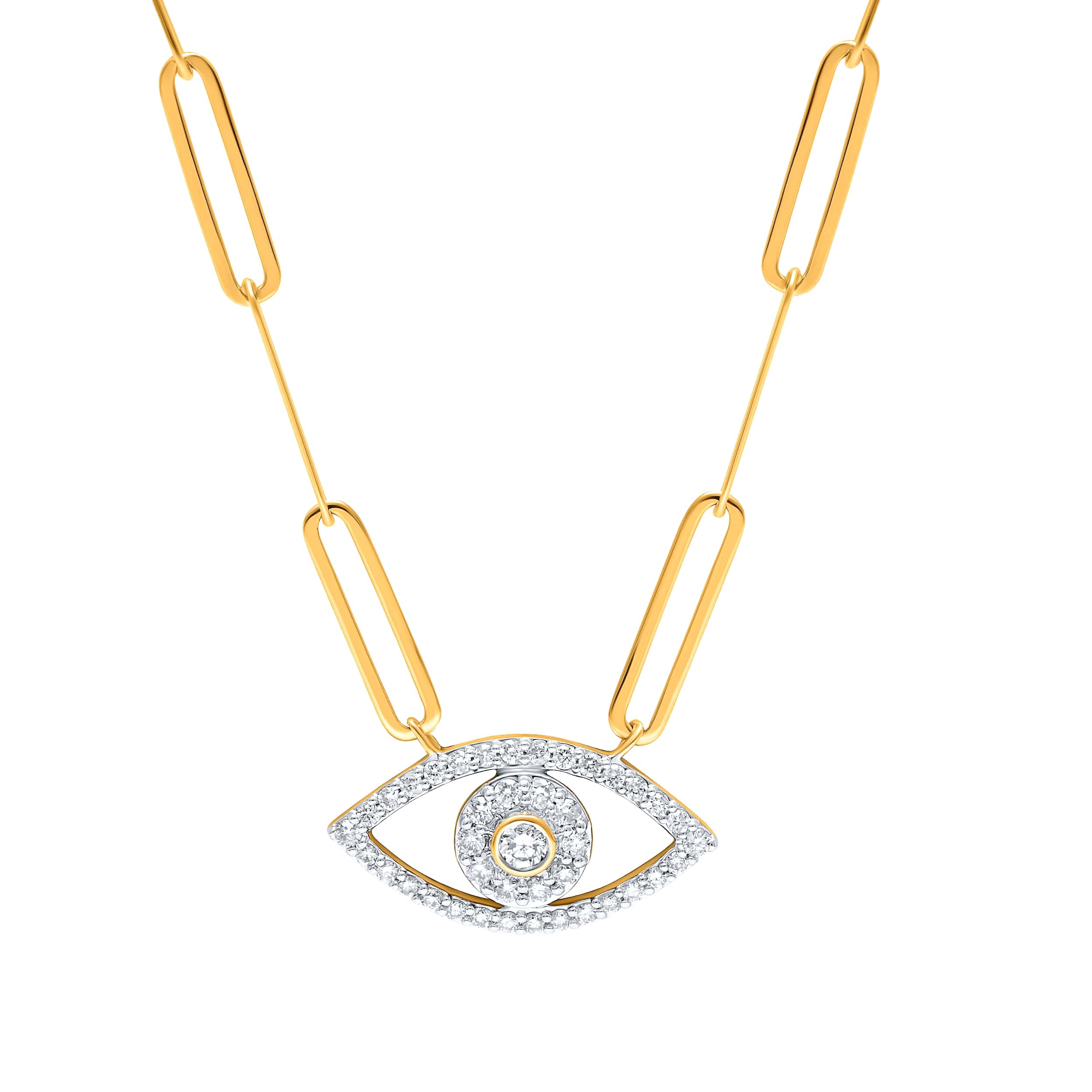 Paragon of Luxury PAPER CLIP 18K Diamond Necklace in Yellow Gold