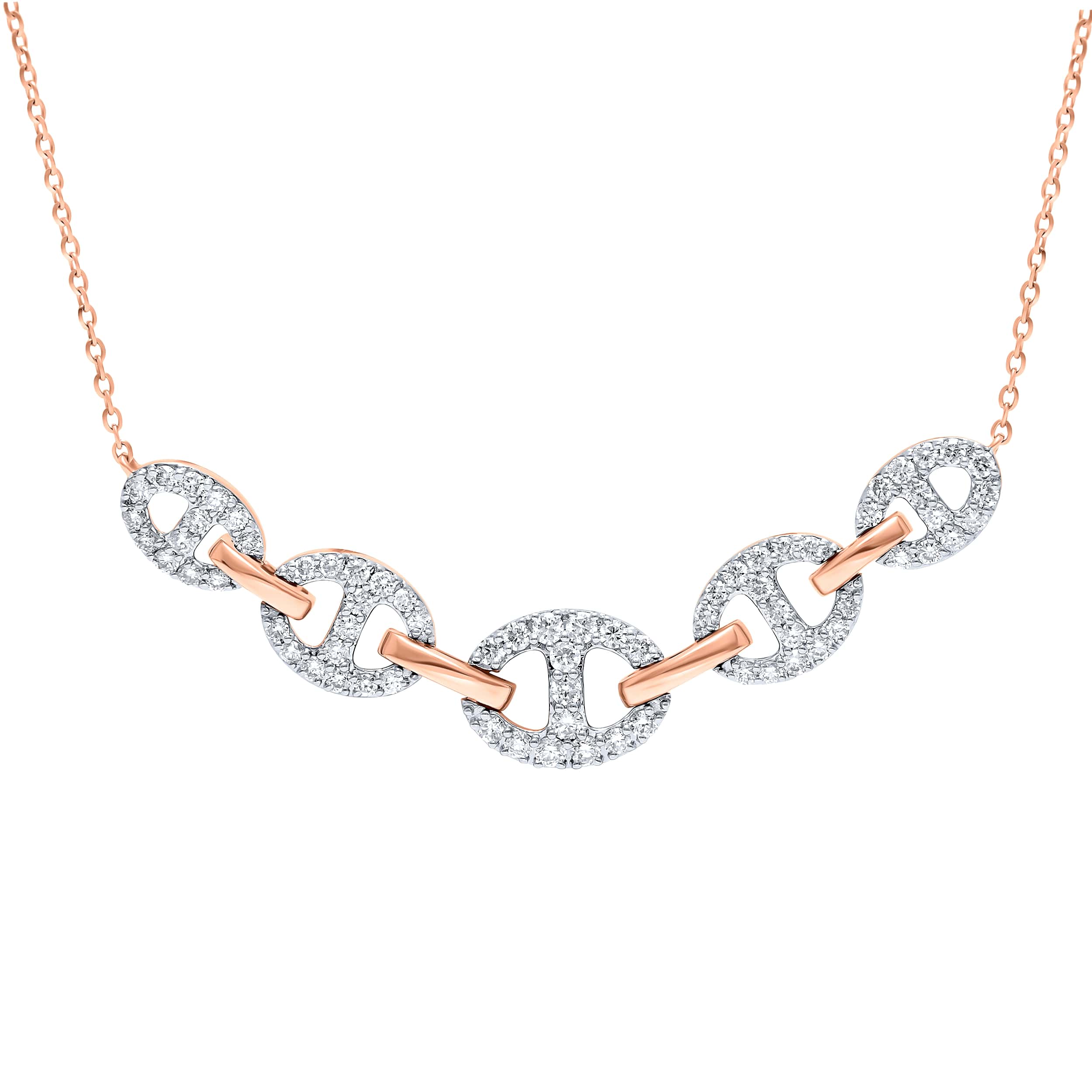 Luxurious Statement BOND OF LOVE 18K Diamond Necklace in Rose Gold