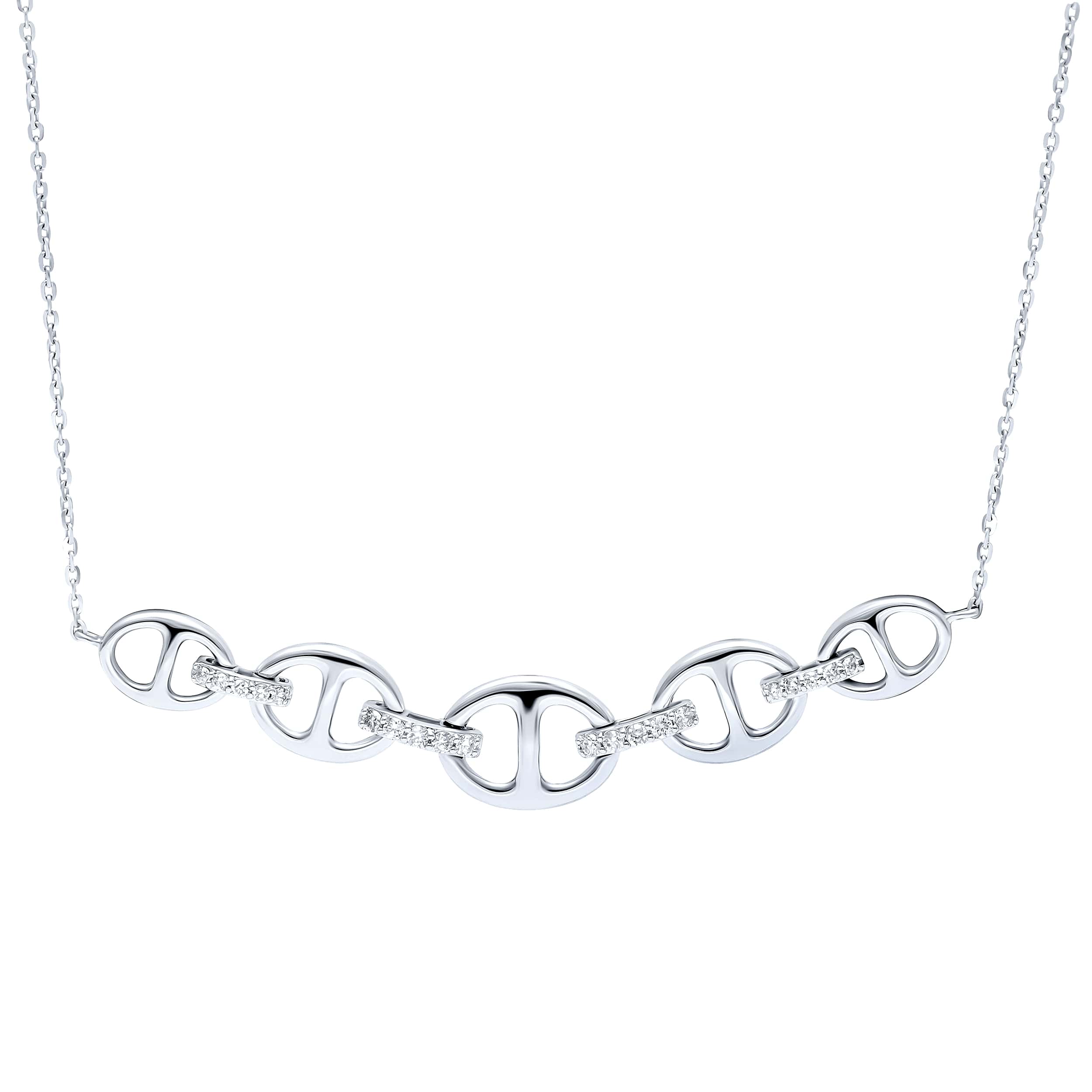 Classic Elegance BOND OF LOVE 18K Diamond Necklace in White Gold