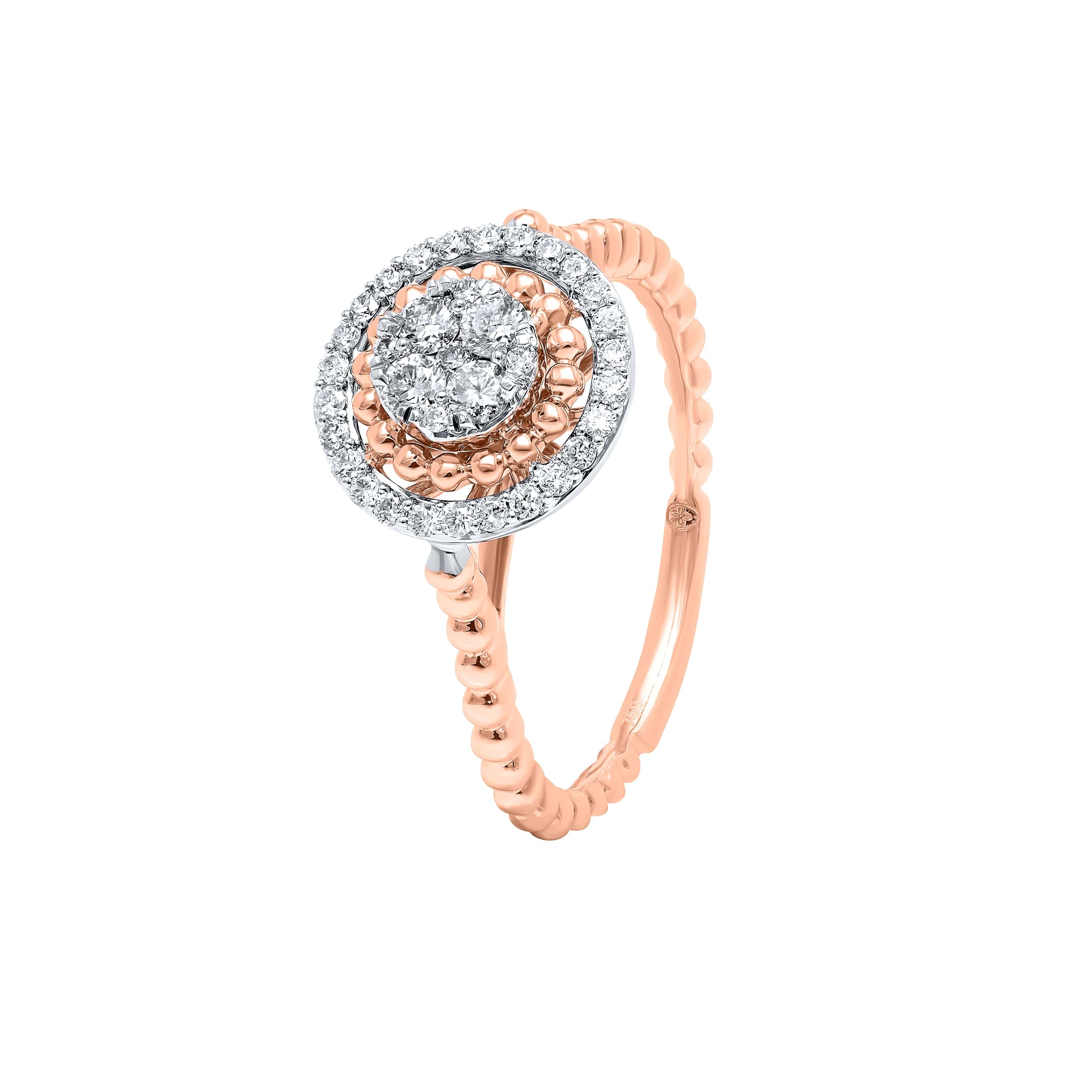 Opulent Design 18K White Gold and Rose Gold Dia Ring