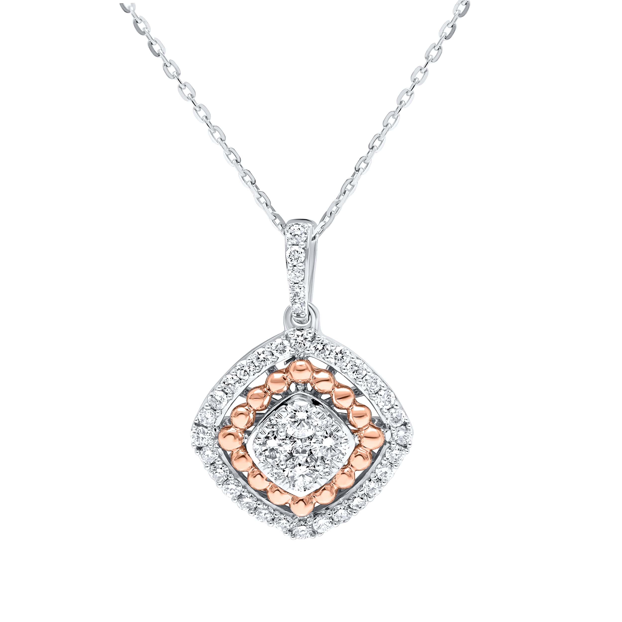 Luxurious Charm 18K White Gold and Rose Gold Dia Pendant