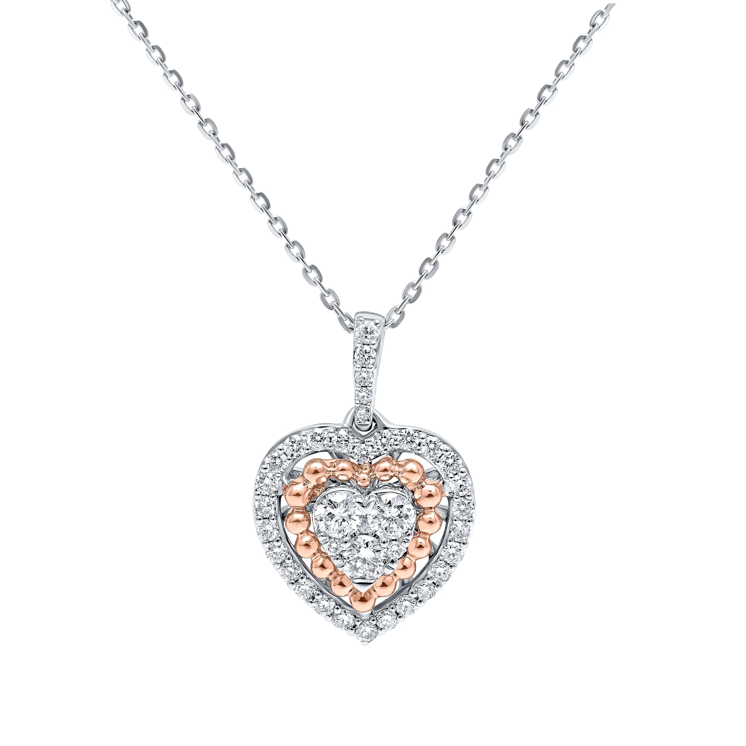 Timeless Grace 18K White Gold and Rose Gold Dia Pendant