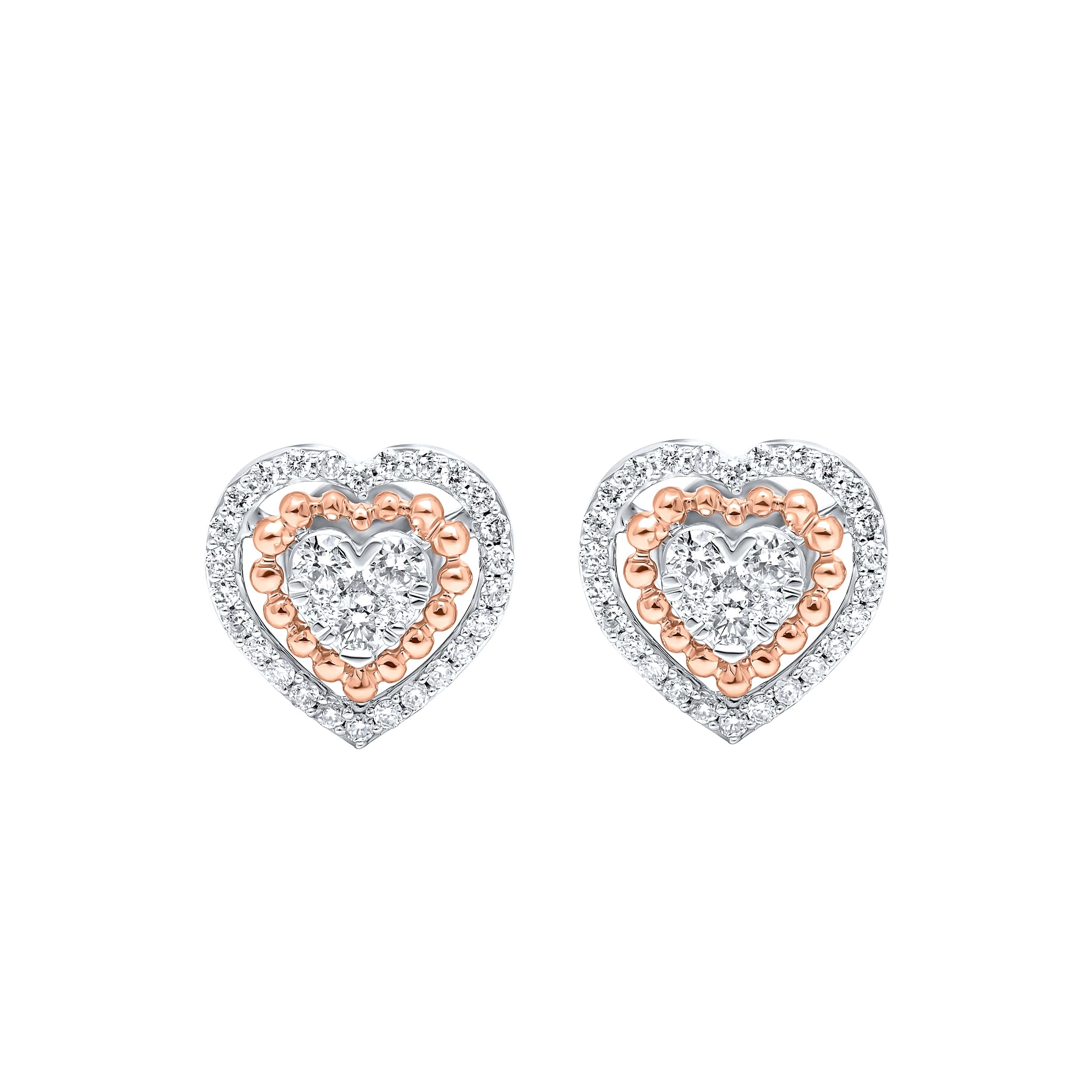 Classic Prestige 18K White Gold and Rose Gold Dia Earring