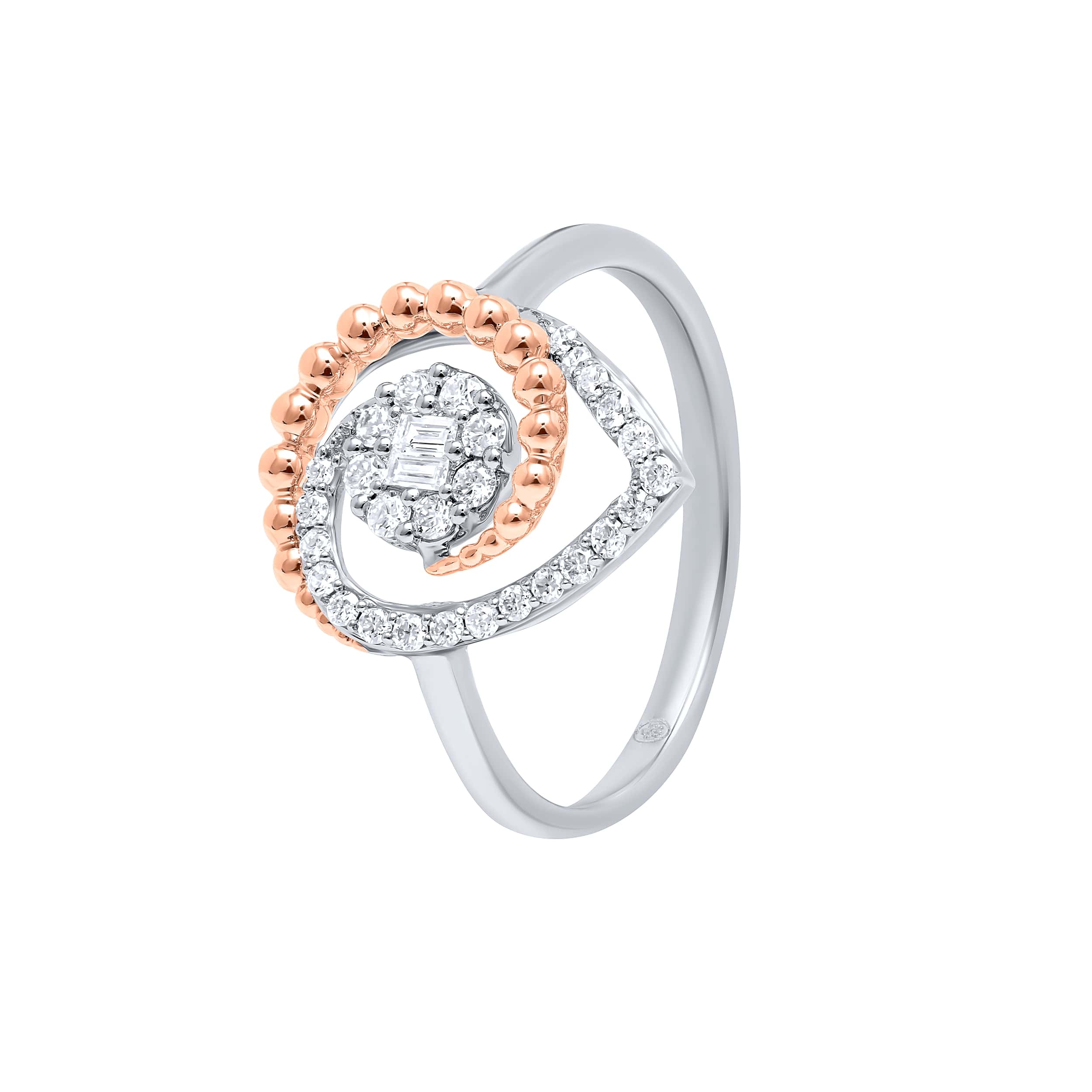 Exquisite Grace MONALISA 18K Diamond Ring in White and Rose Gold