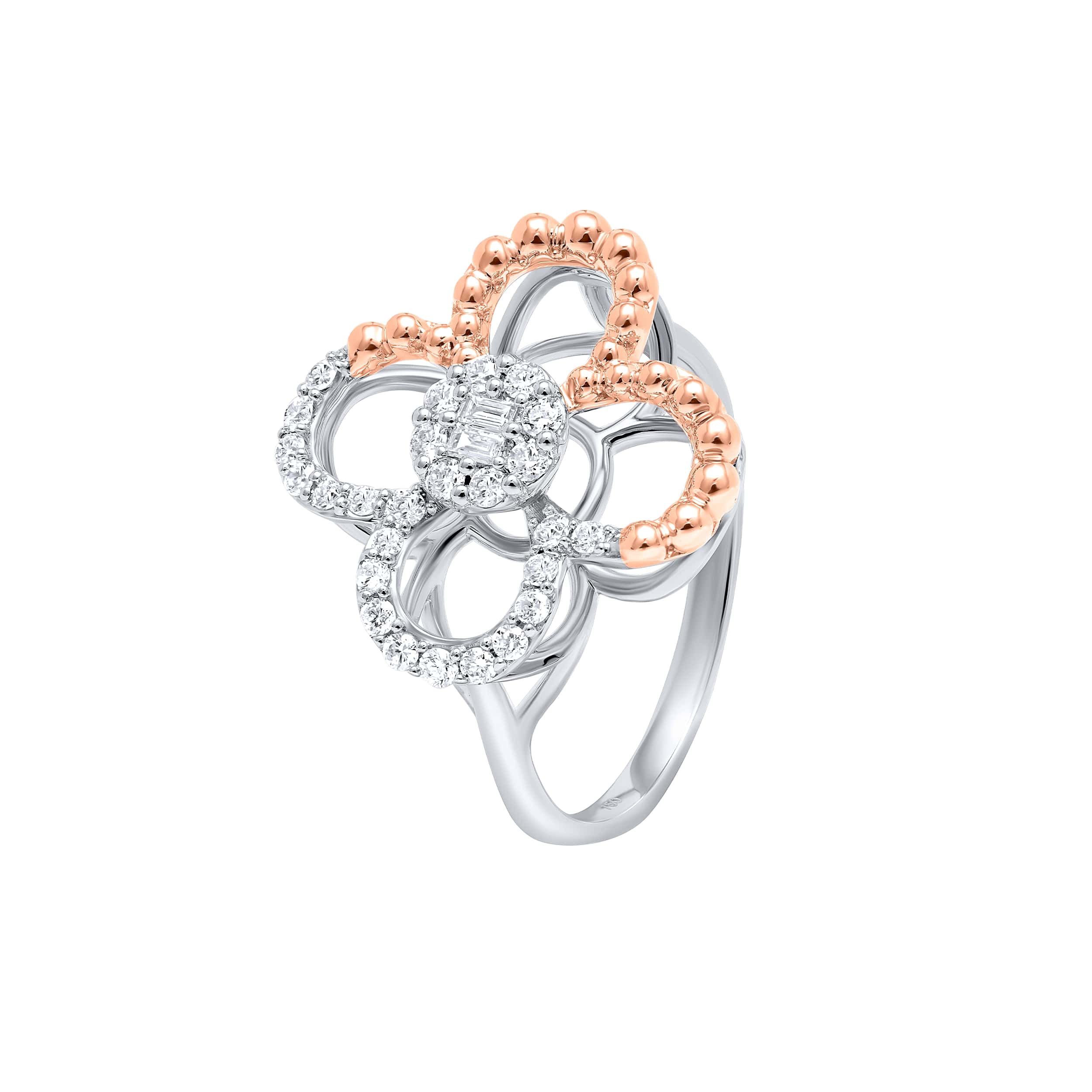 Timeless Refinement 18K White Gold and Rose Gold Dia Ring