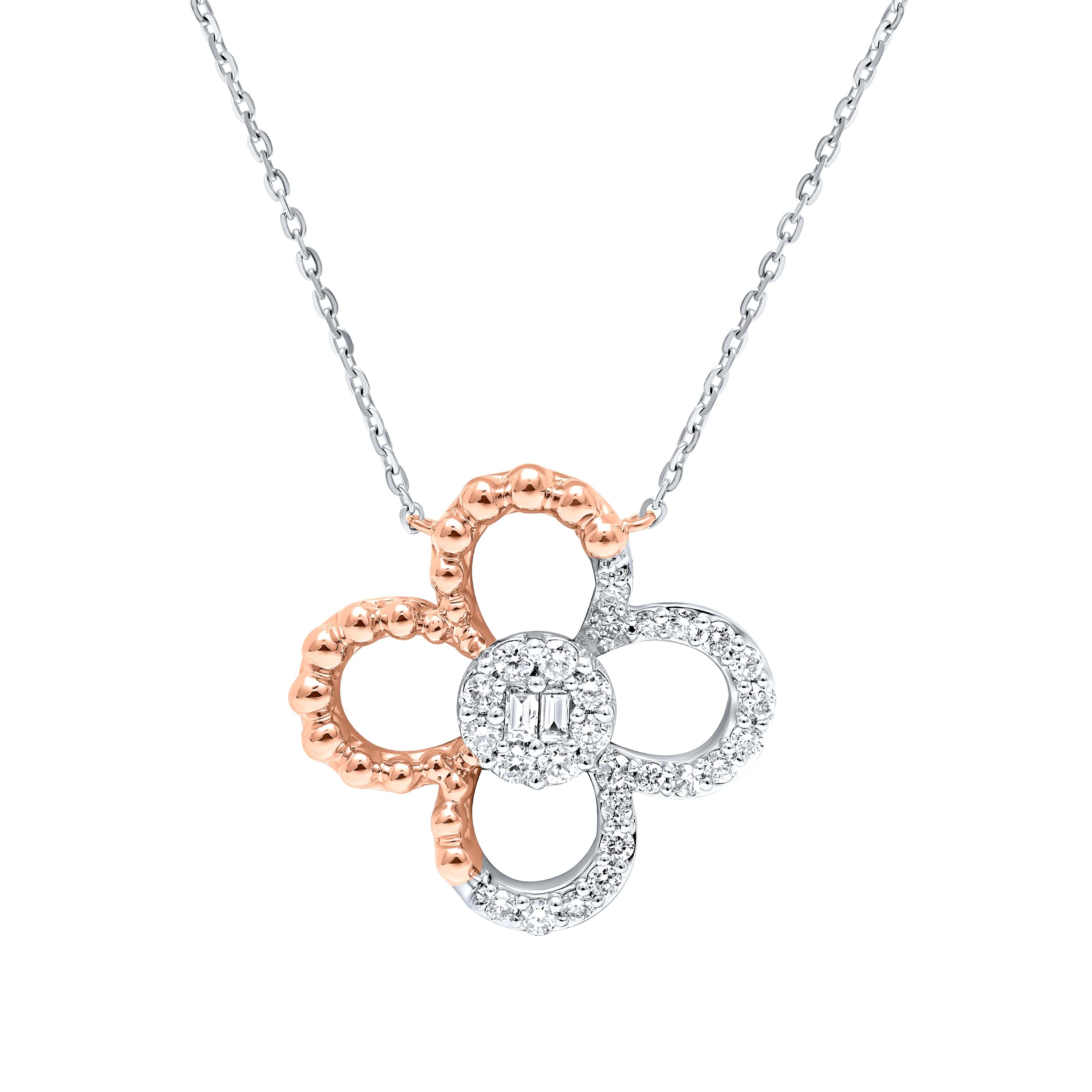 Sophisticated Allure 18K White Gold and Rose Gold Dia Necklace