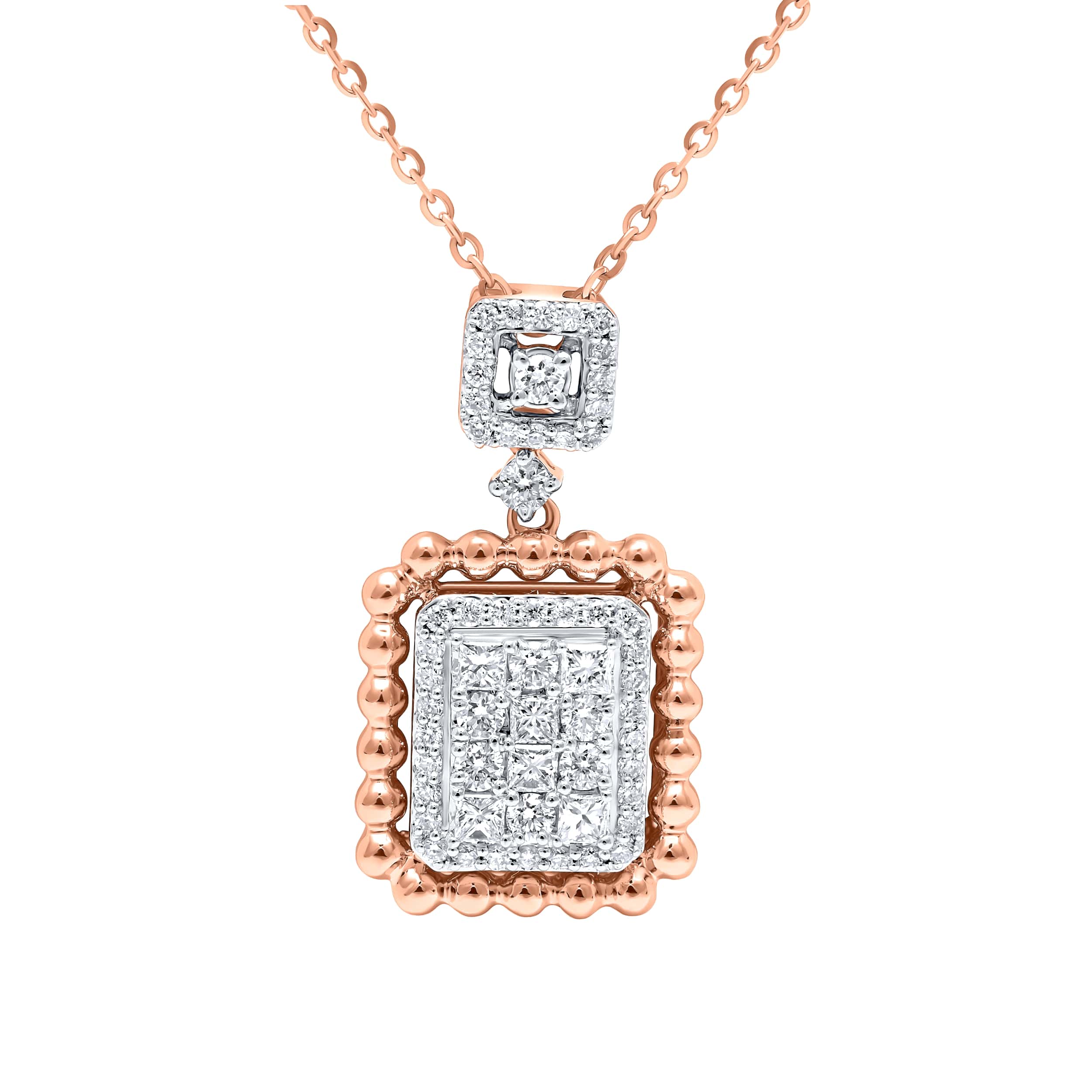 Elegant MONALISA 18K Diamond Pendant in Rose Gold