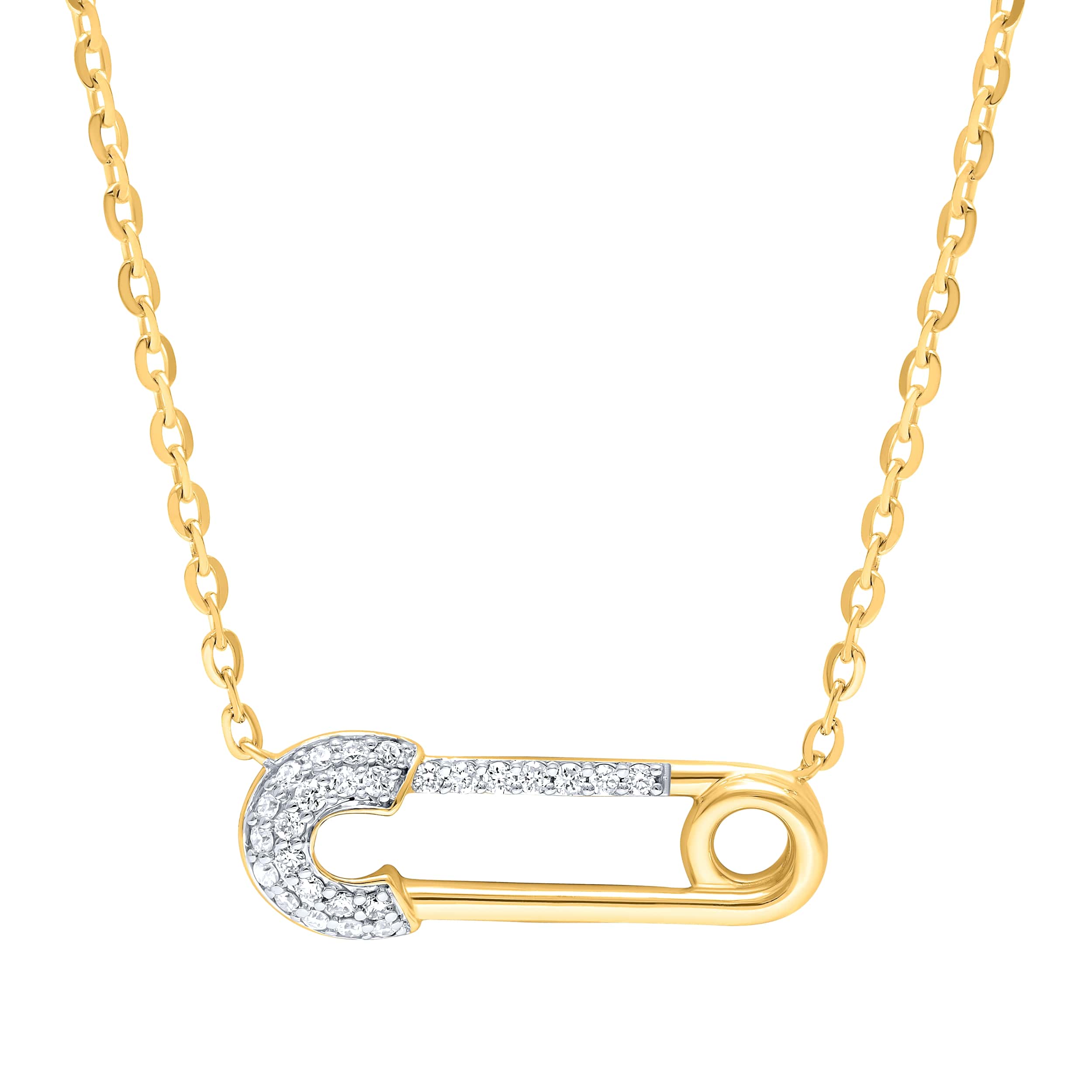 Elegant Luxury PAPER CLIP 18K Diamond Necklace in Yellow Gold