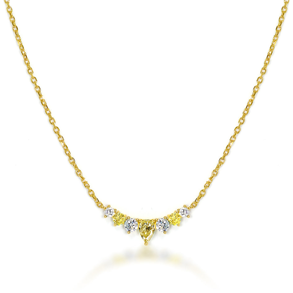 Elegance Defined Dolce Mondo Sterling Silver Necklace with Zircon Yellow Color Stones