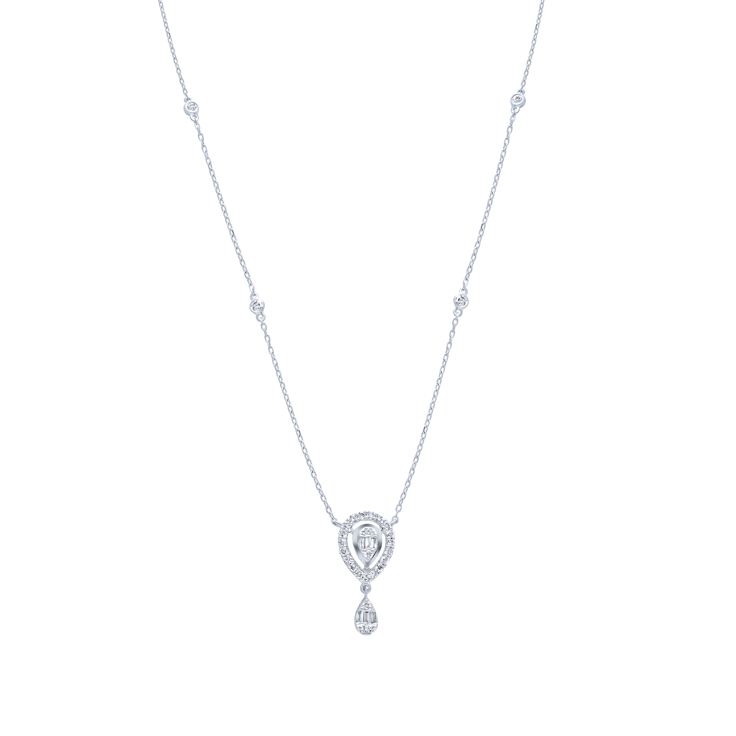 Shimmering 18K Diamond Necklace in White Gold
