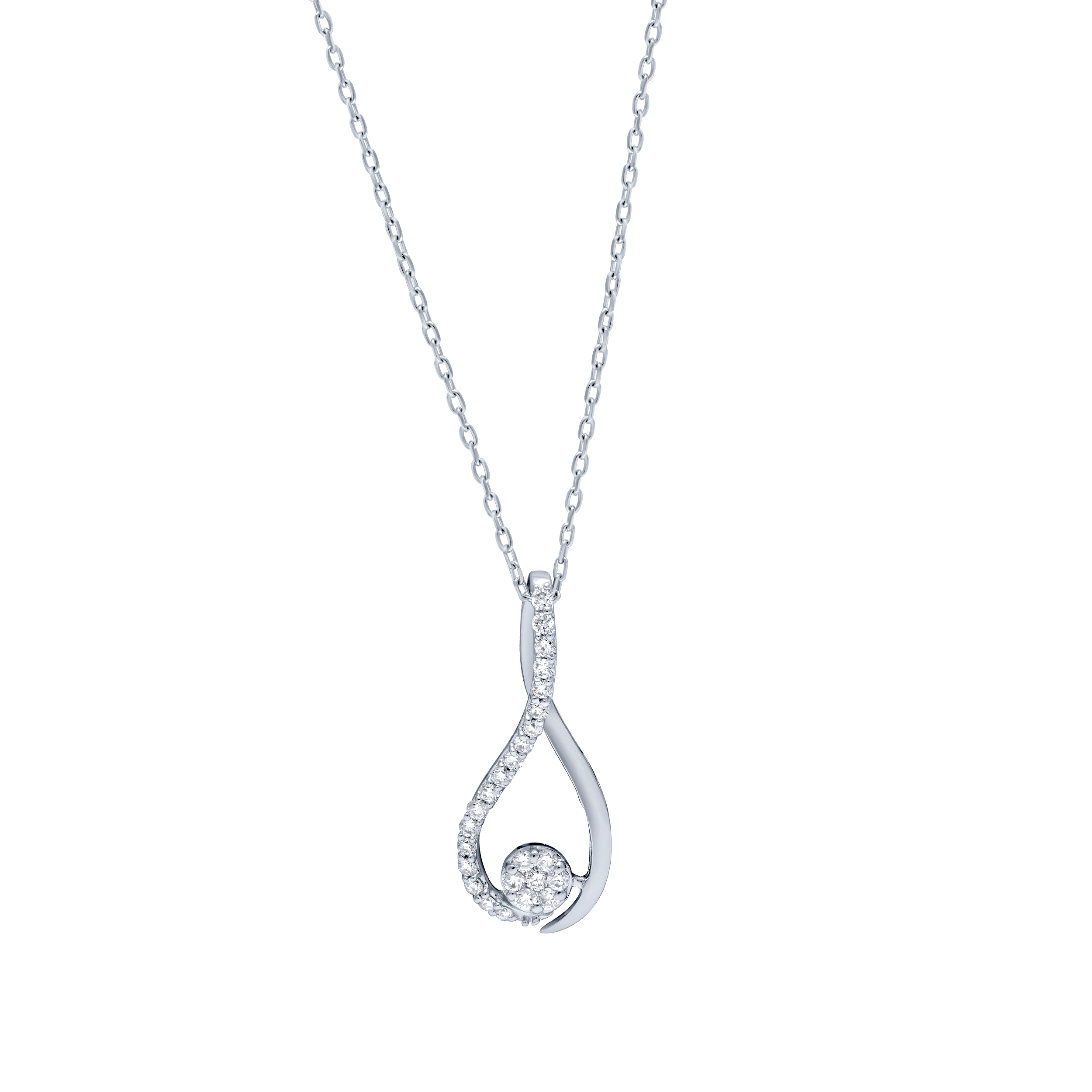 Luminous 18K Diamond Pendant in White Gold