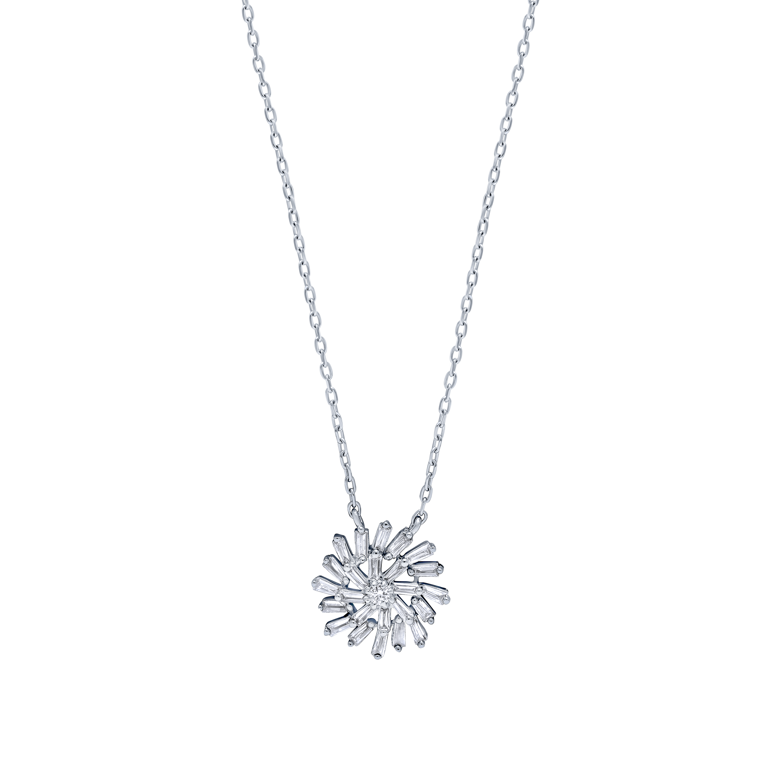 Gleaming 18K Diamond Necklace in White Gold