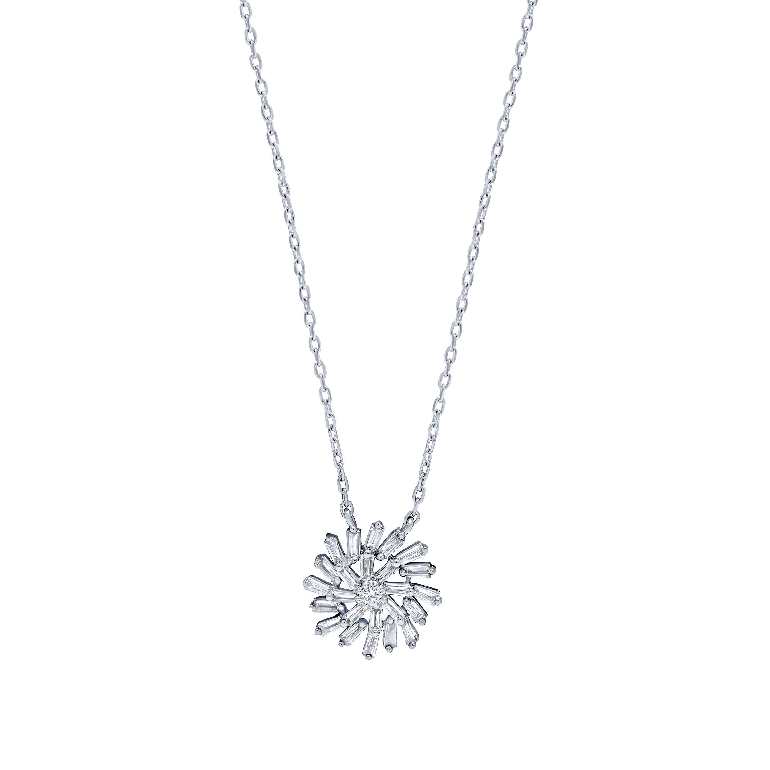 Radiant 18K Diamond Pendant in White Gold