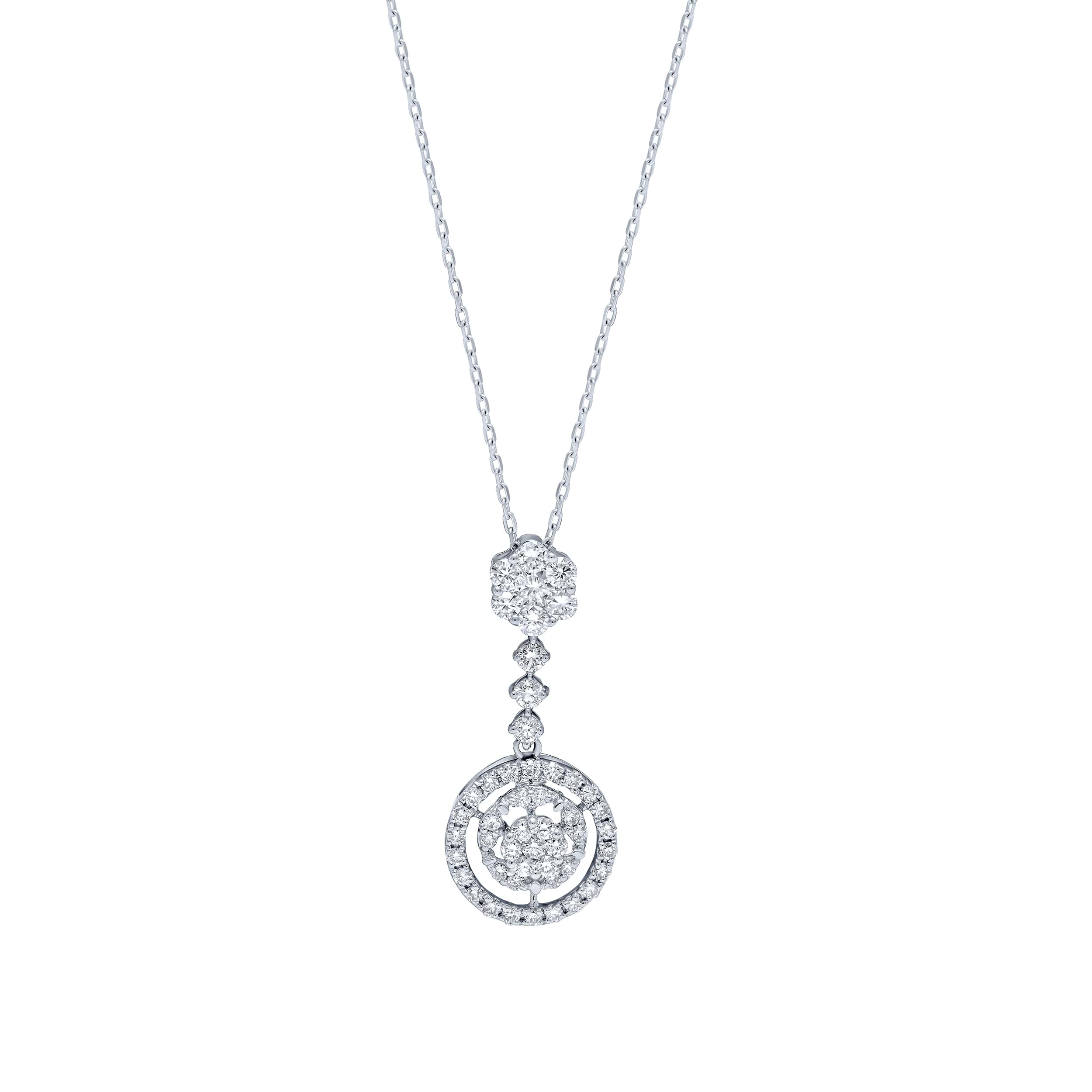 Gleaming 18K Diamond Pendant in White Gold