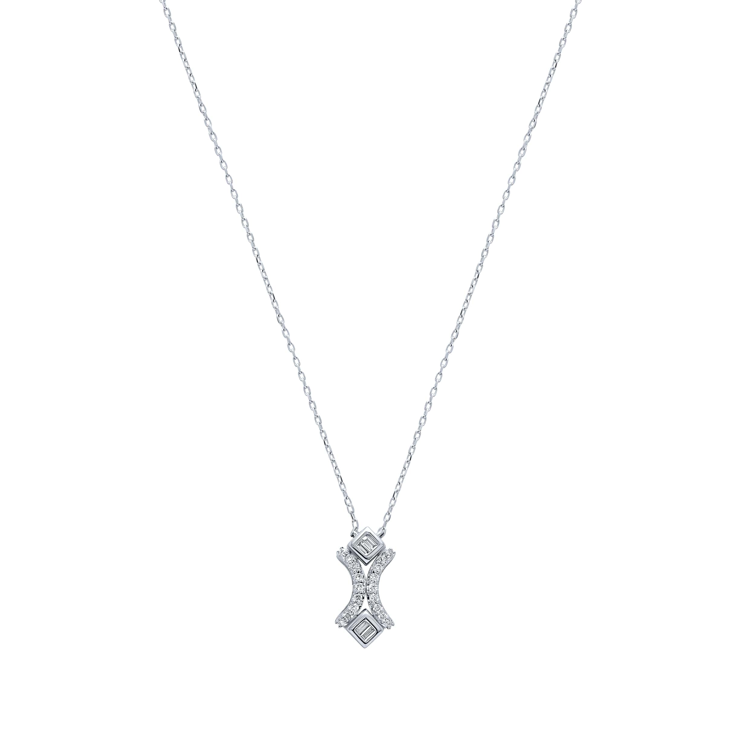 Sparkling 18K Diamond Pendant in White Gold