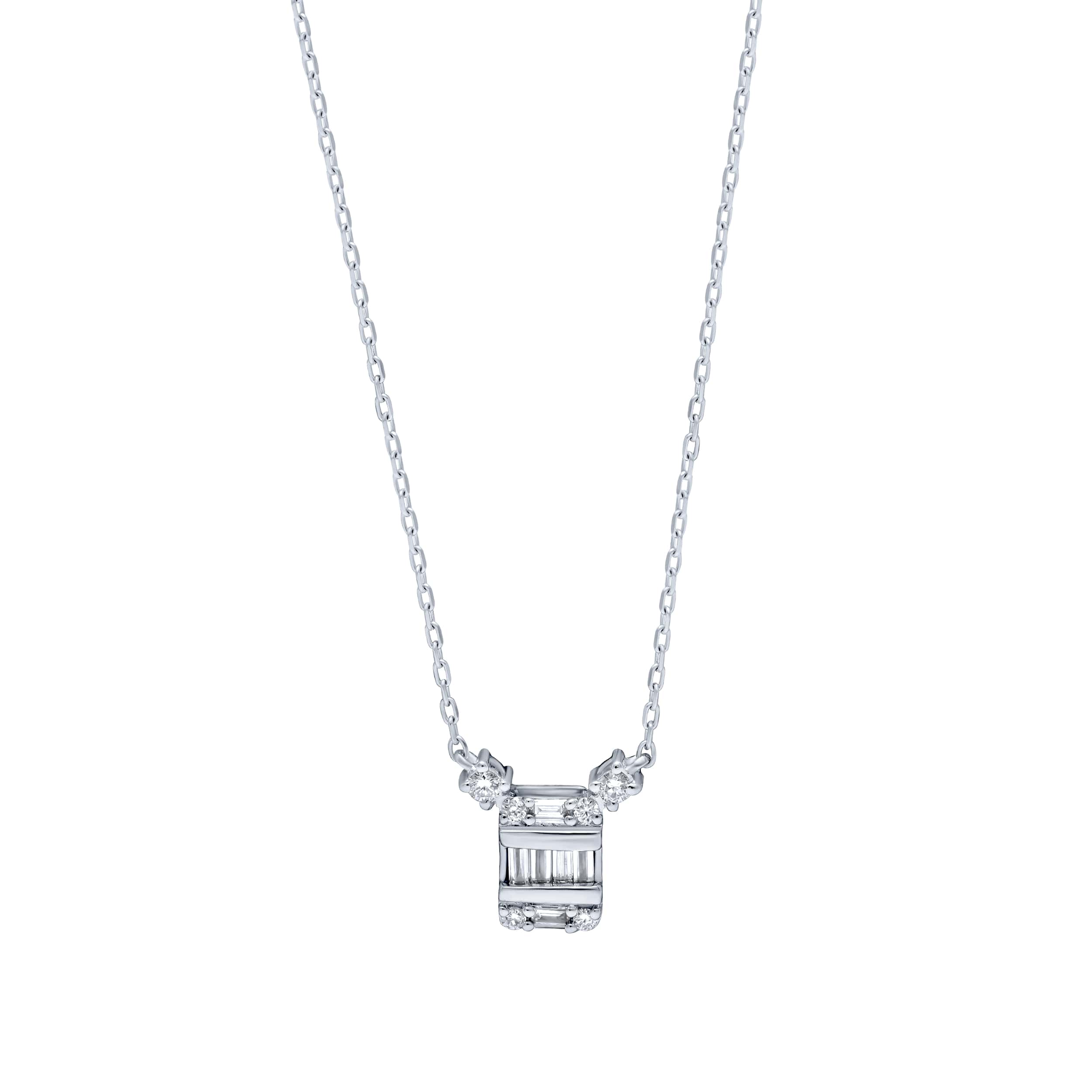 Shimmering 18K Diamond Pendant in White Gold